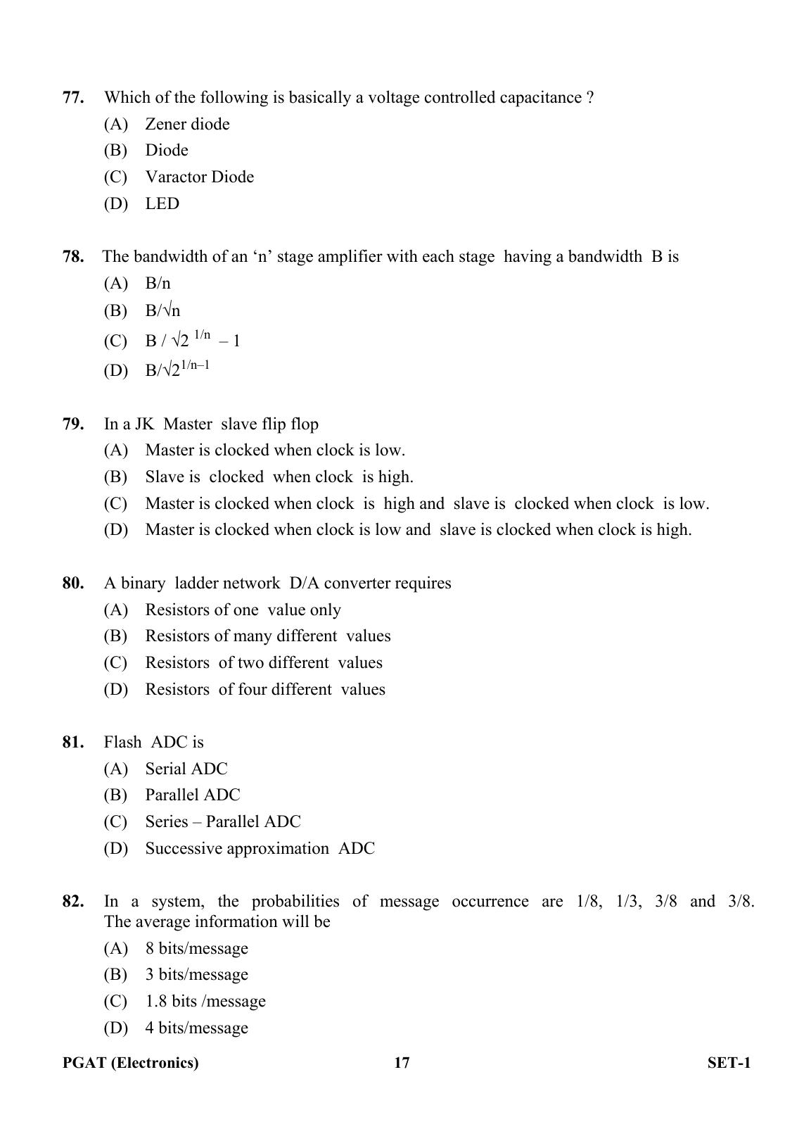OJEE PGAT 2013 Electronics Set 1 Question Paper - Page 16