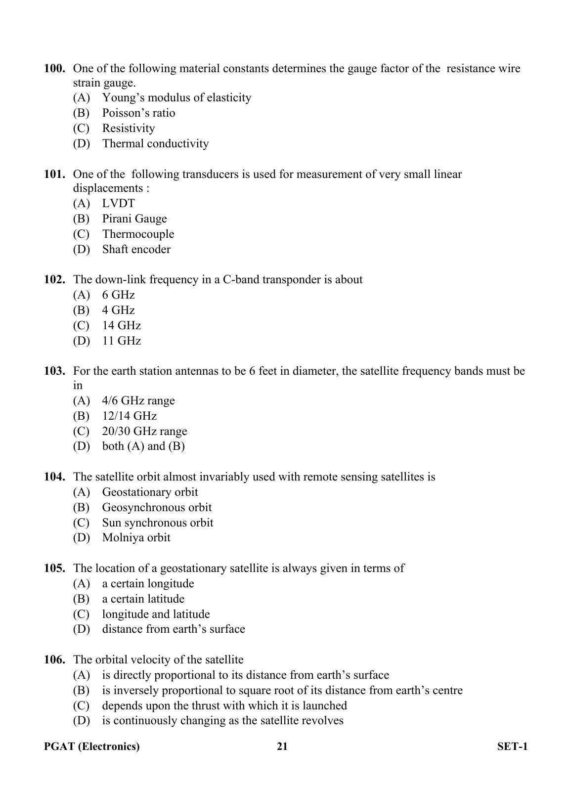 OJEE PGAT 2013 Electronics Set 1 Question Paper - Page 20