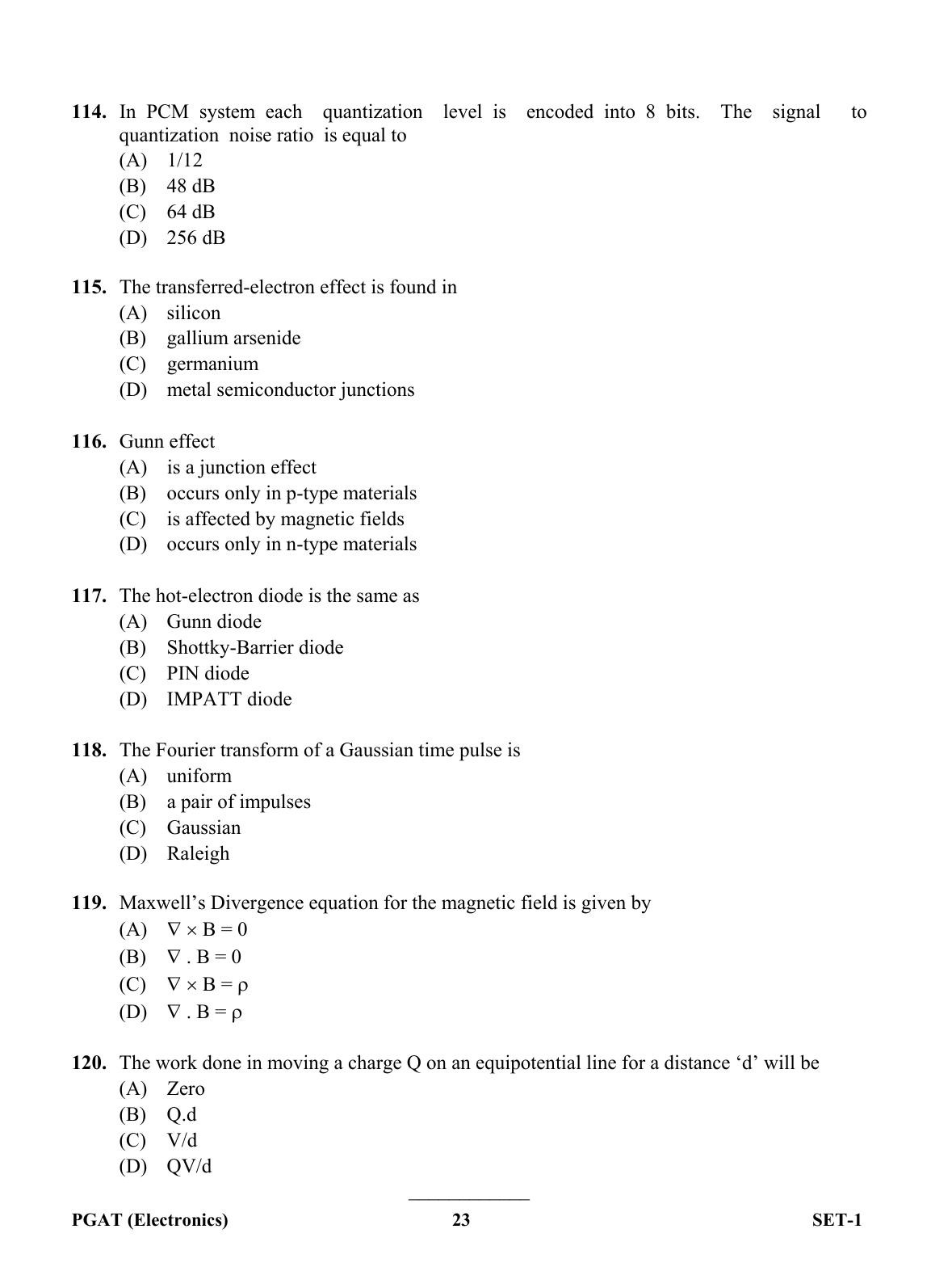 OJEE PGAT 2013 Electronics Set 1 Question Paper - Page 22