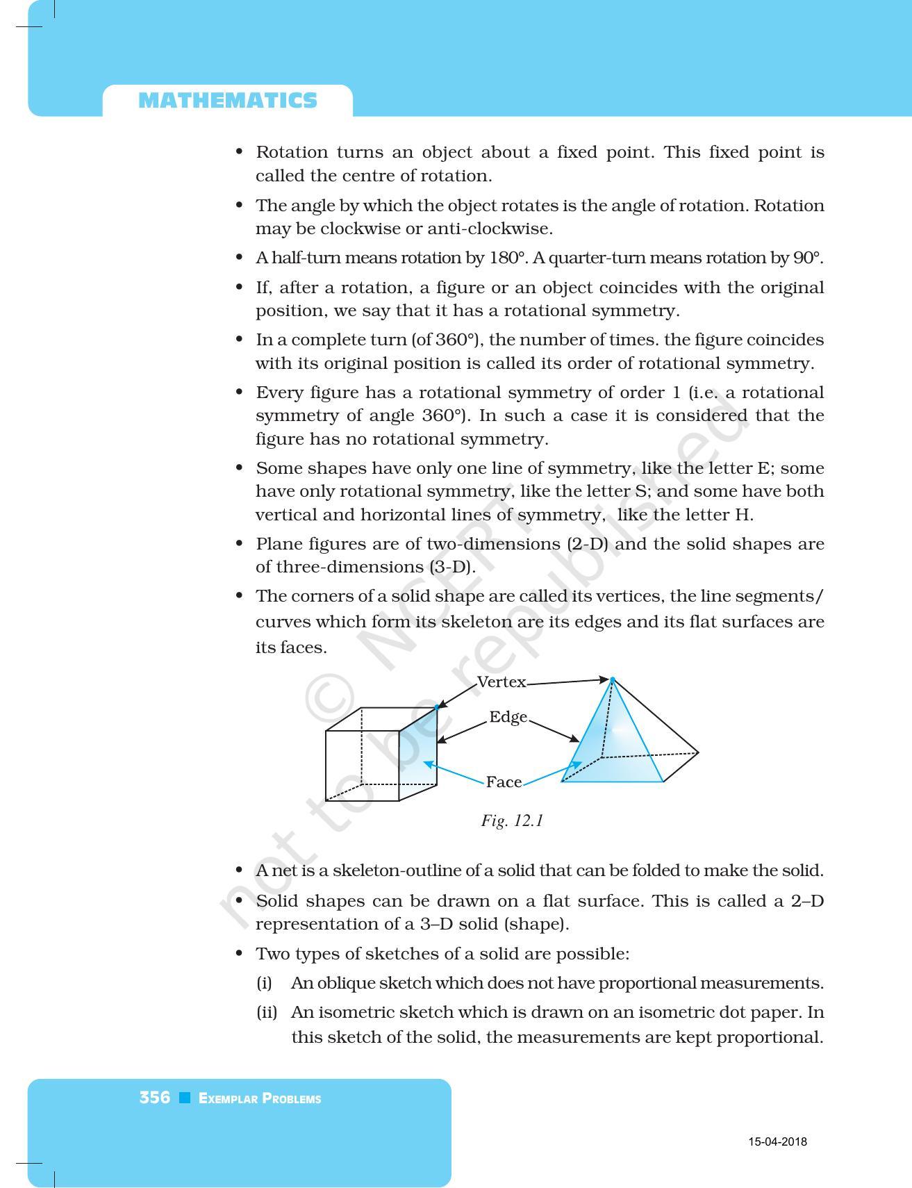NCERT Exemplar Book for Class 7 Maths: Chapter 12- Practical Geometry Symmetry and Visualising Solid Shapes - Page 2