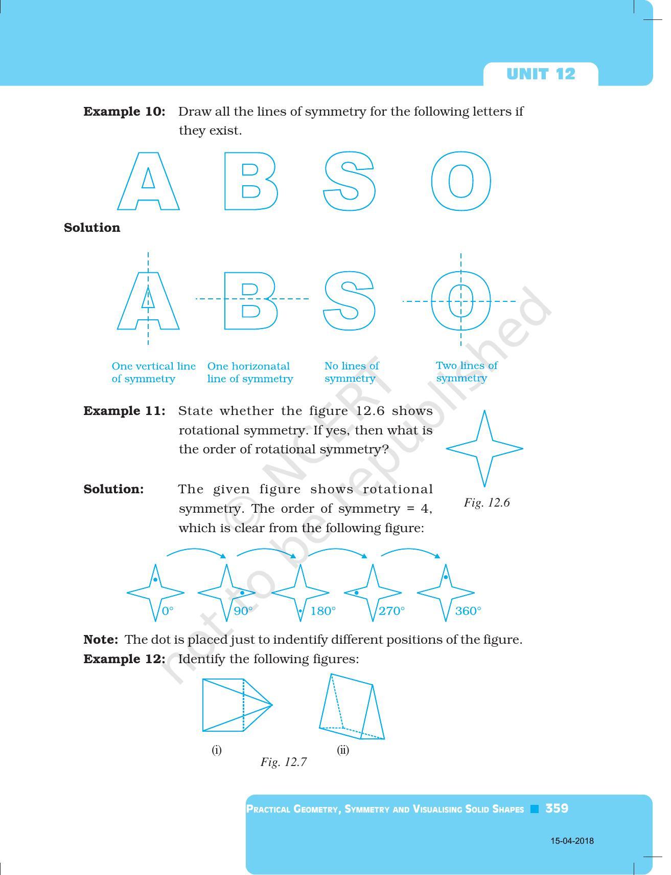 NCERT Exemplar Book for Class 7 Maths: Chapter 12- Practical Geometry Symmetry and Visualising Solid Shapes - Page 5