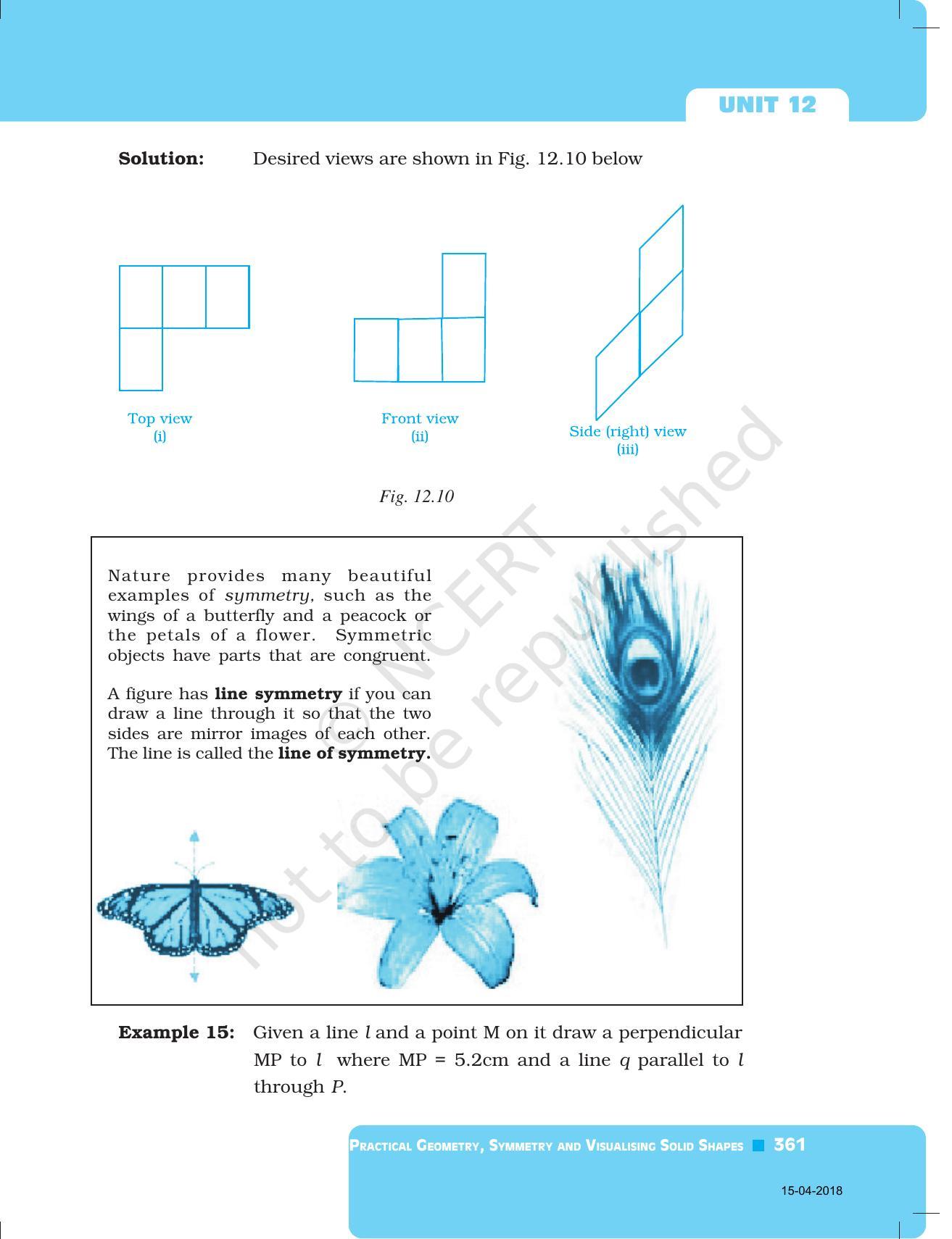 NCERT Exemplar Book for Class 7 Maths: Chapter 12- Practical Geometry Symmetry and Visualising Solid Shapes - Page 7