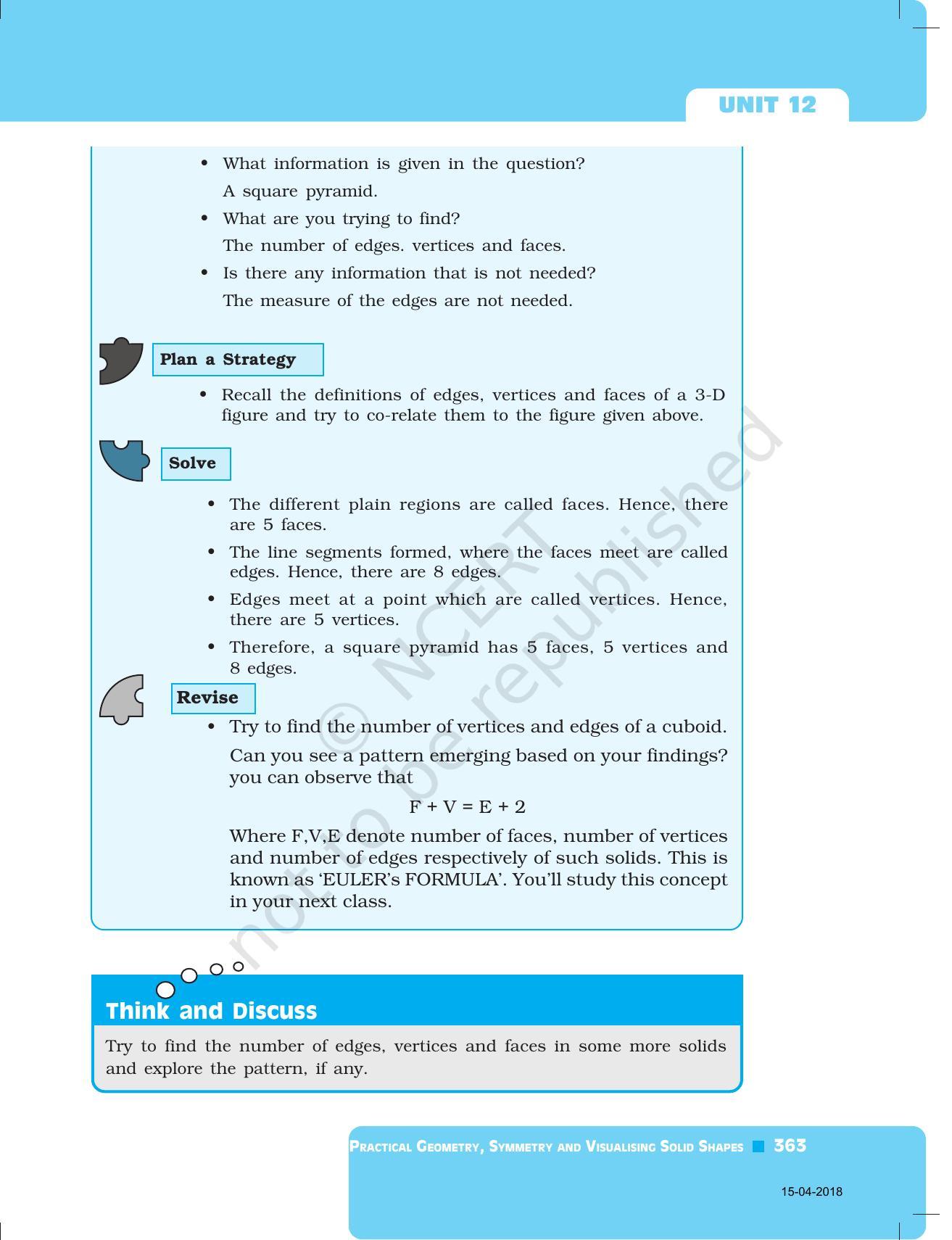 NCERT Exemplar Book for Class 7 Maths: Chapter 12- Practical Geometry Symmetry and Visualising Solid Shapes - Page 9