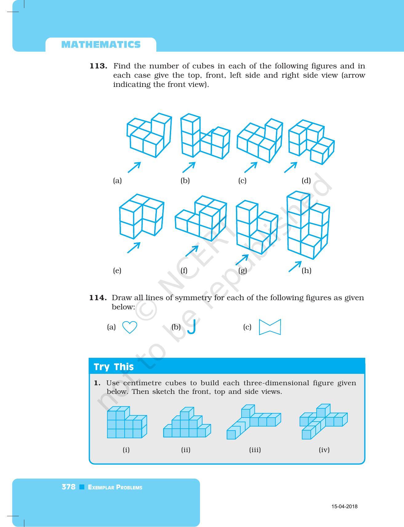 NCERT Exemplar Book for Class 7 Maths: Chapter 12- Practical Geometry Symmetry and Visualising Solid Shapes - Page 24