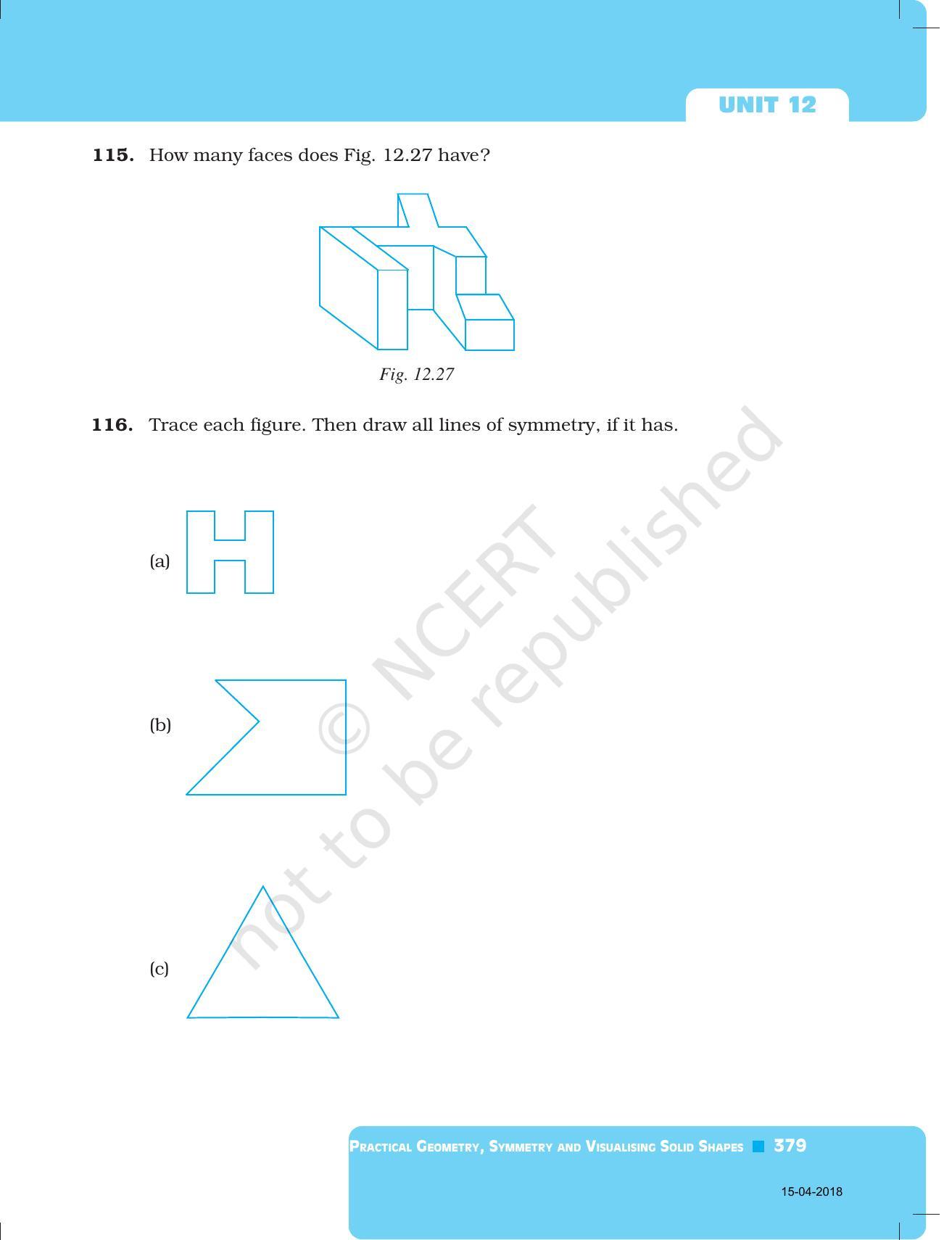 NCERT Exemplar Book for Class 7 Maths: Chapter 12- Practical Geometry Symmetry and Visualising Solid Shapes - Page 25