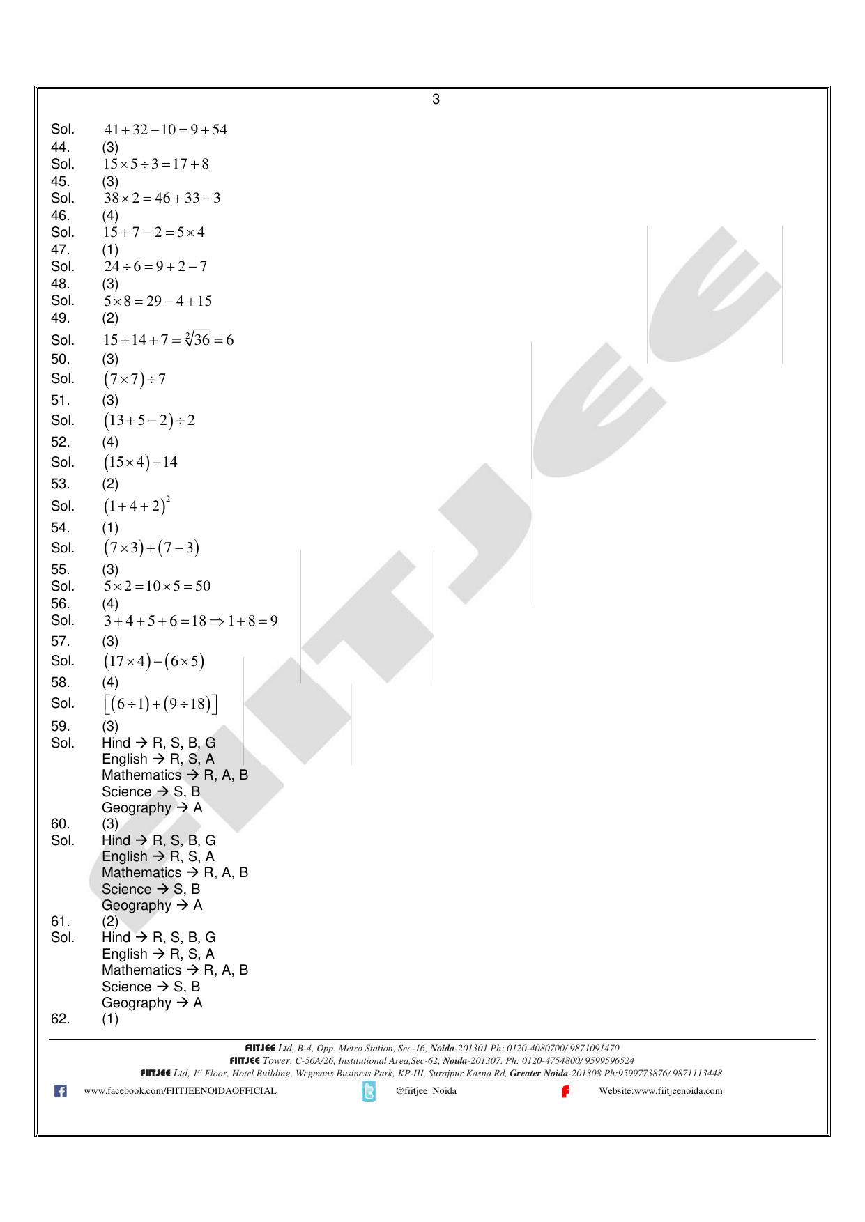 Uttar Pradesh NTSE 2020 MAT Answer Key - Page 3