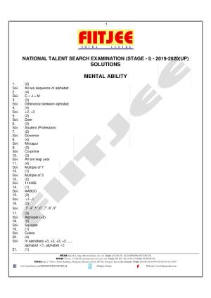 Uttar Pradesh NTSE 2020 MAT Answer Key