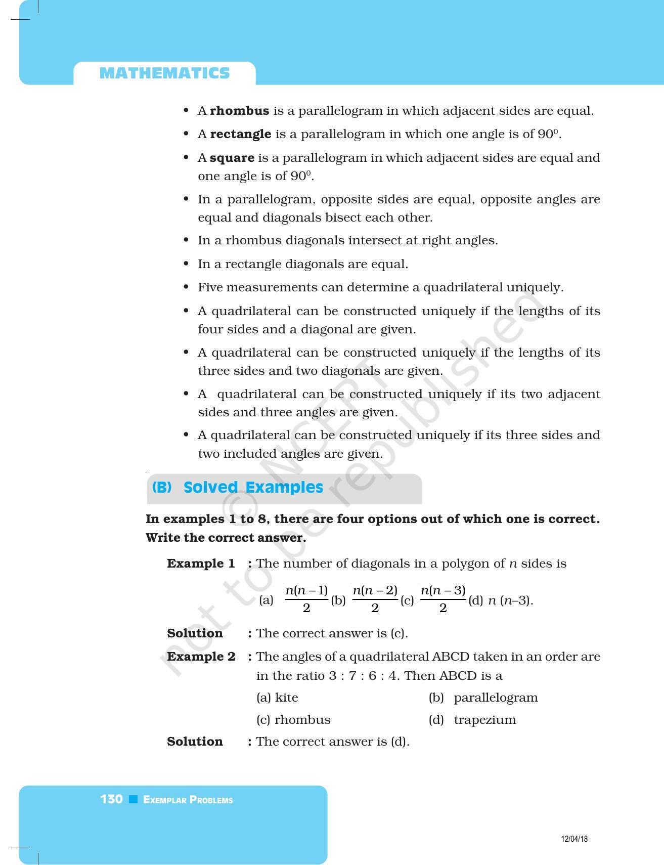 NCERT Exemplar Book for Class 8 Maths: Chapter 5- Understanding Quadrilaterals & Practical Geometry - Page 2