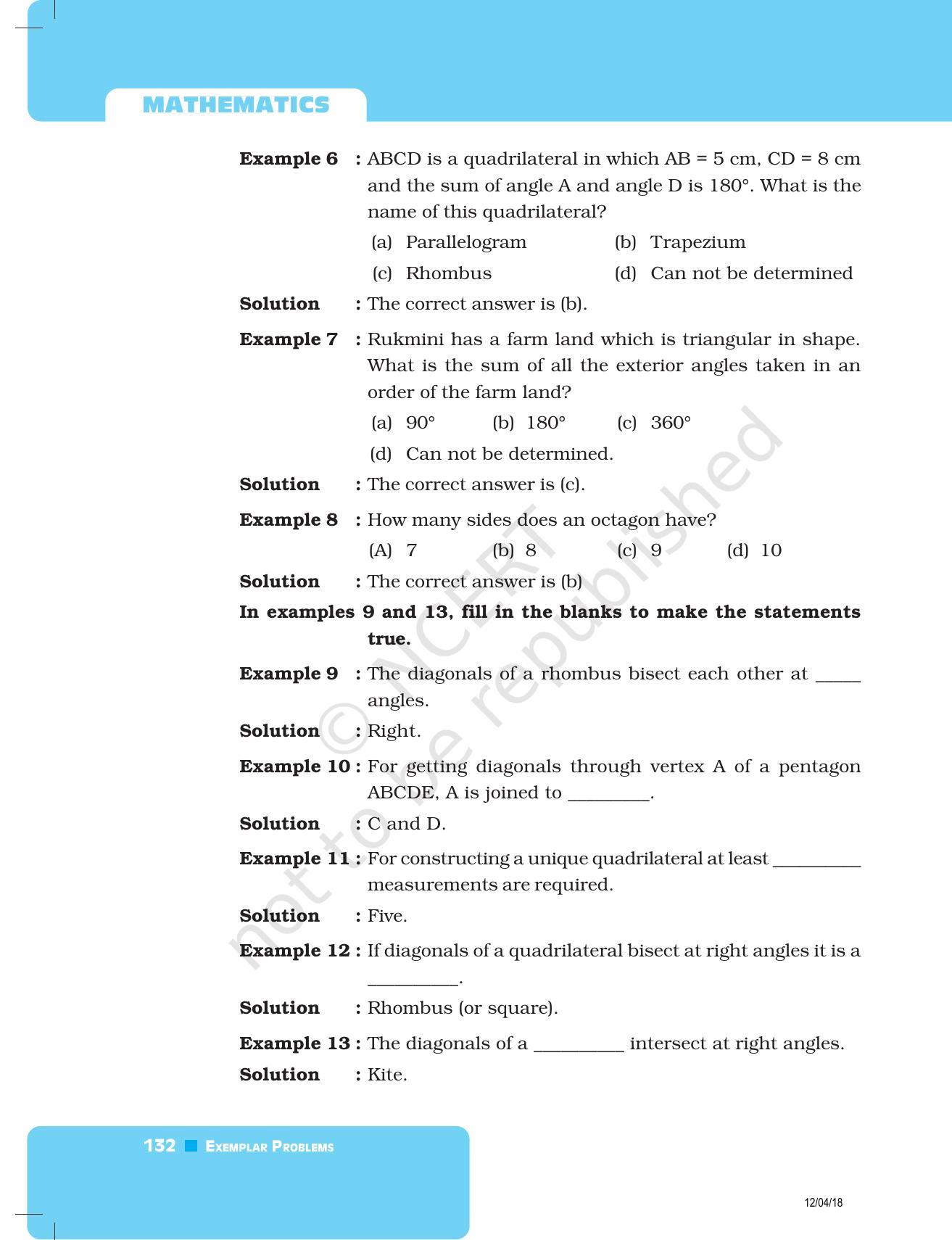 NCERT Exemplar Book for Class 8 Maths: Chapter 5- Understanding Quadrilaterals & Practical Geometry - Page 4