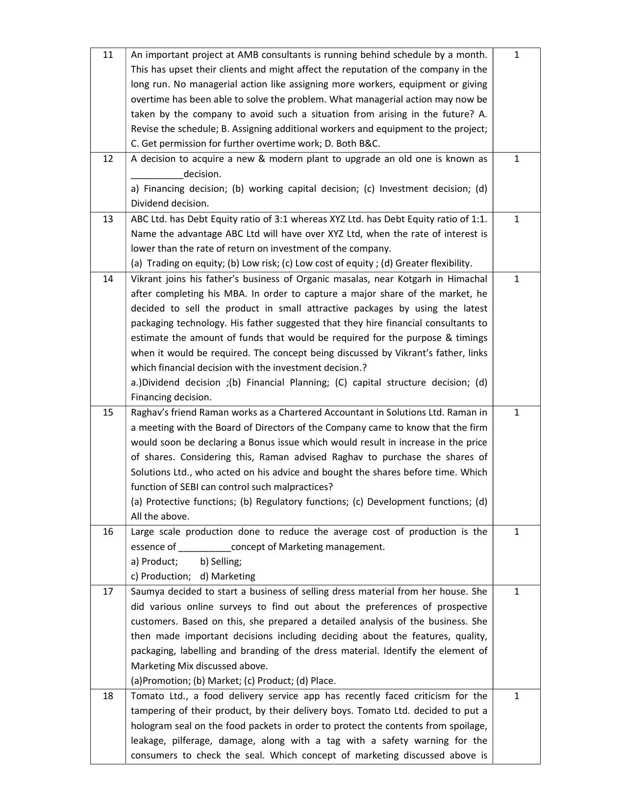 CBSE Class 12 Business Studies Skill Education-Sample Paper 2019-20 - Page 2
