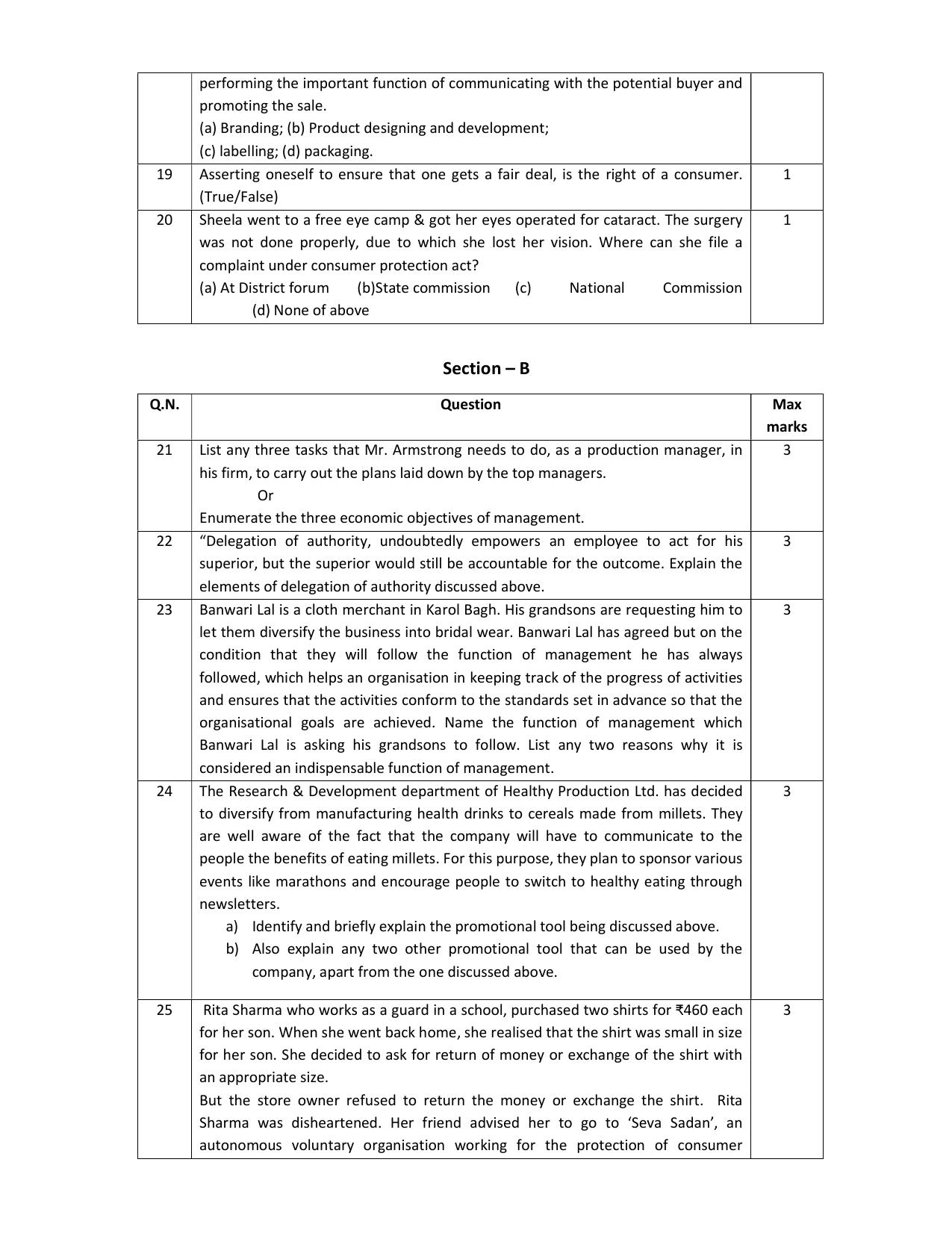 CBSE Class 12 Business Studies Skill Education-Sample Paper 2019-20 - Page 3