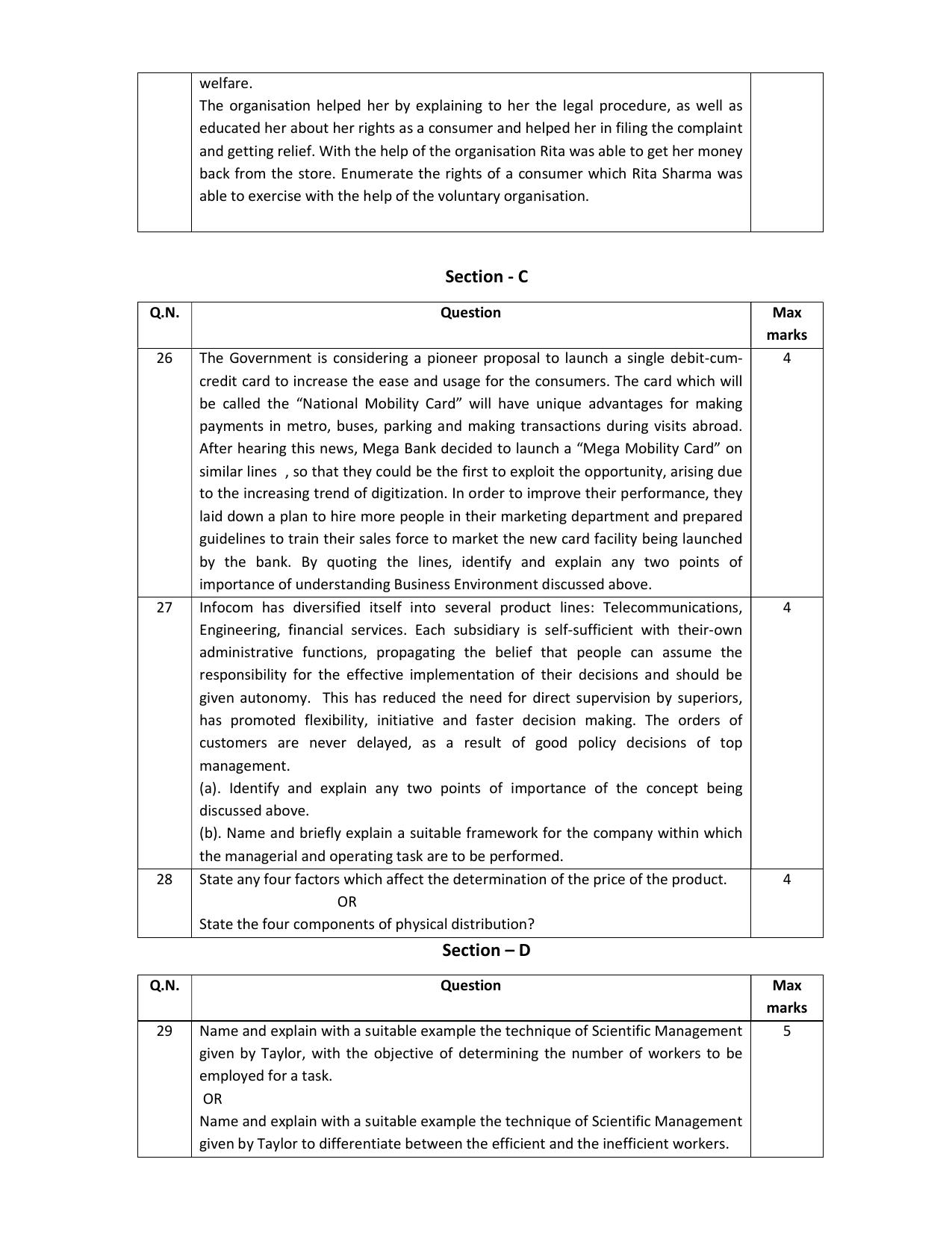 CBSE Class 12 Business Studies Skill Education-Sample Paper 2019-20 - Page 4
