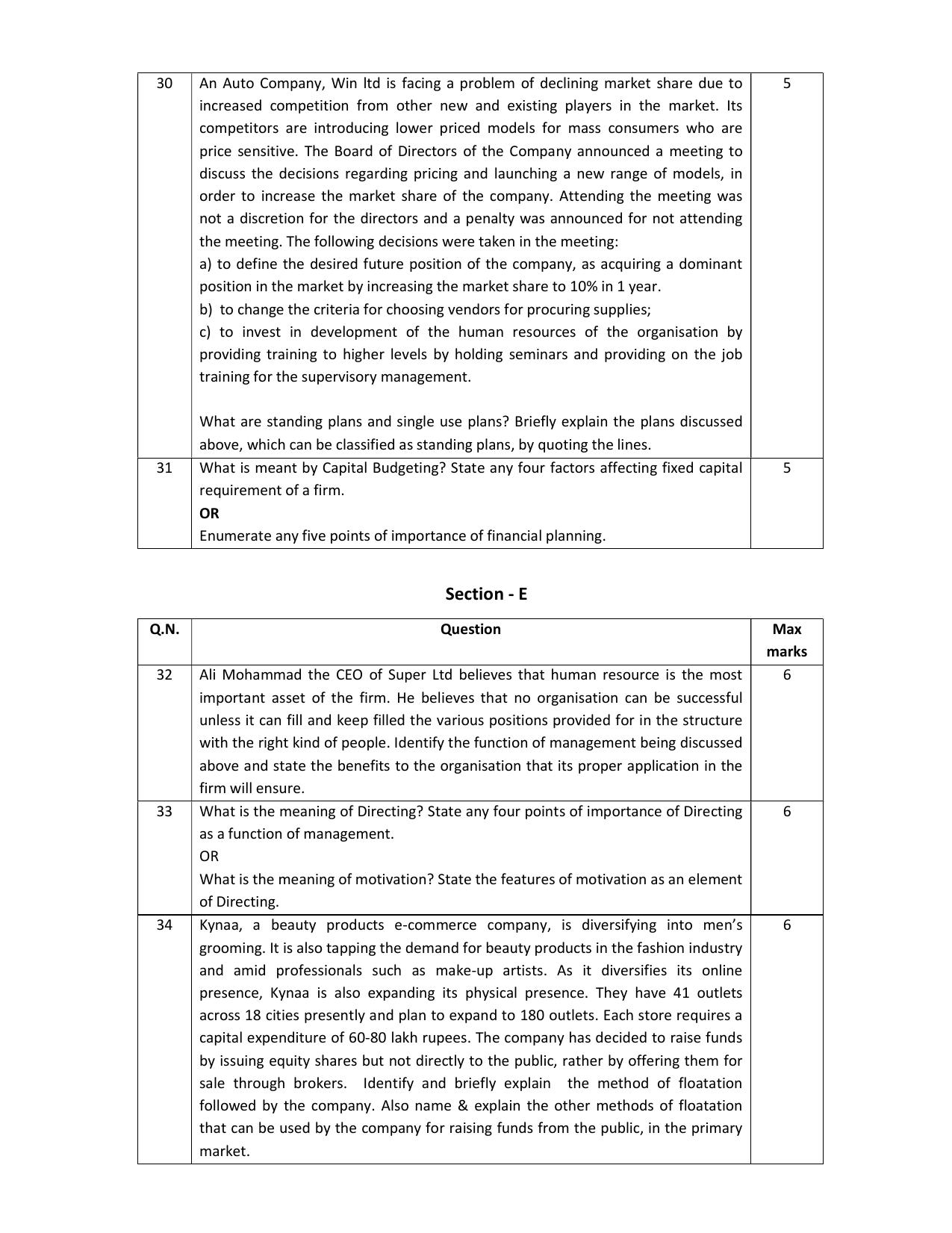 CBSE Class 12 Business Studies Skill Education-Sample Paper 2019-20 - Page 5
