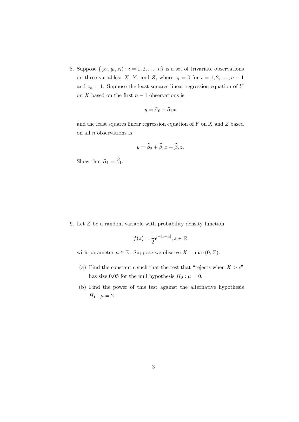 ISI Admission Test M.Stat.PSB 2019 Sample Paper - Page 3
