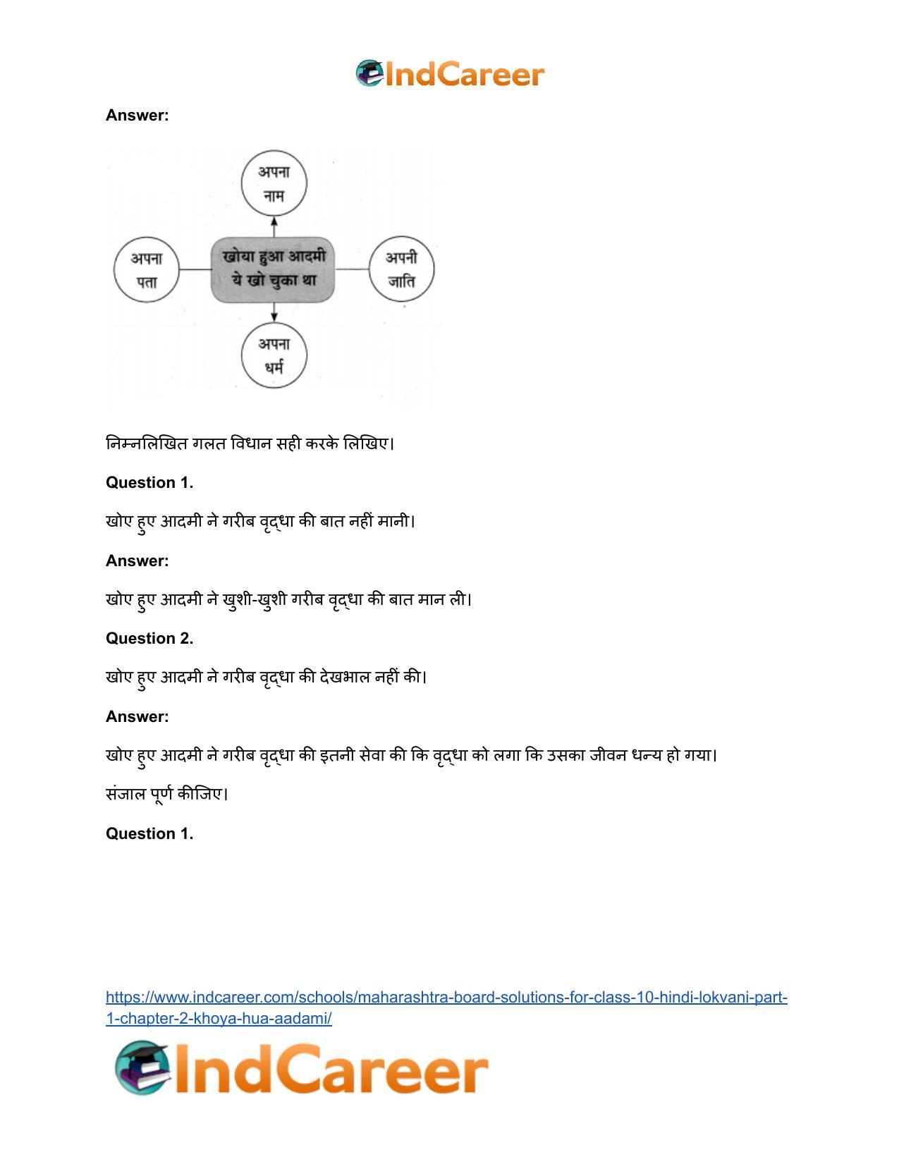 Maharashtra Board Solutions for Class 10- Hindi Lokvani (Part 1): Chapter 2- खोया हुआ आदमी - Page 19