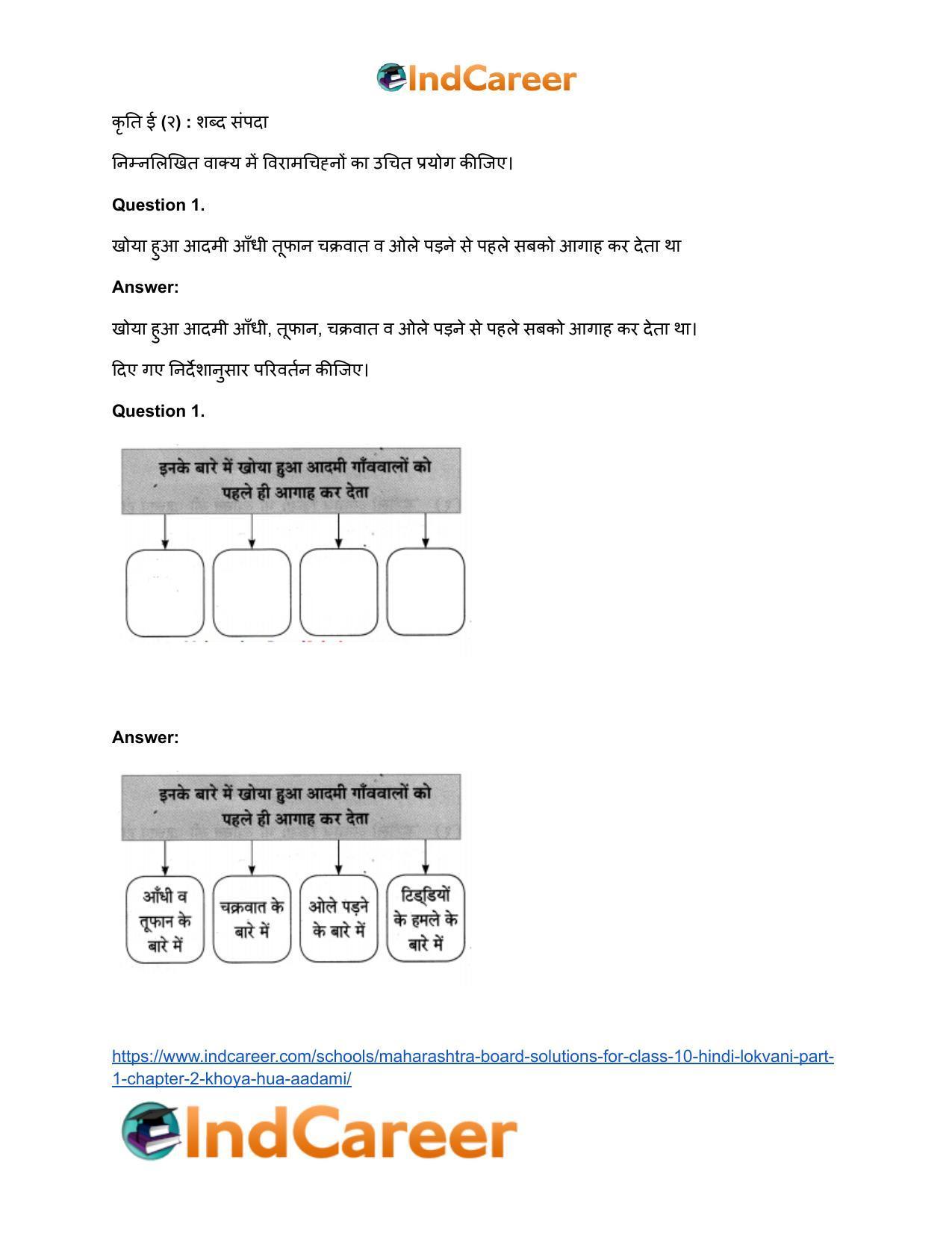 Maharashtra Board Solutions for Class 10- Hindi Lokvani (Part 1): Chapter 2- खोया हुआ आदमी - Page 21