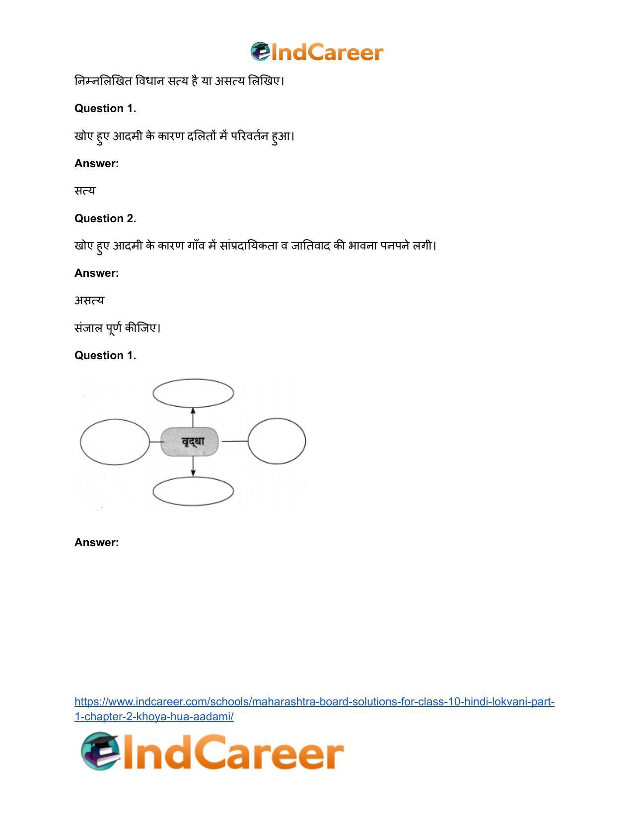 Maharashtra Board Solutions for Class 10- Hindi Lokvani (Part 1): Chapter 2- खोया हुआ आदमी - Page 23