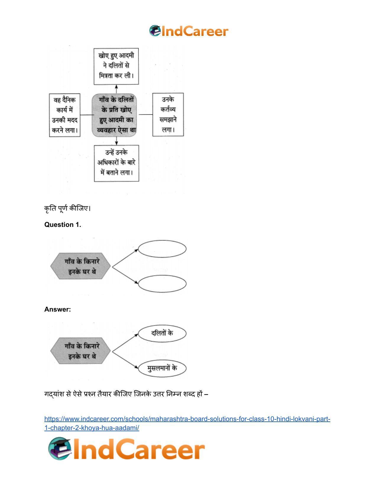 Maharashtra Board Solutions for Class 10- Hindi Lokvani (Part 1): Chapter 2- खोया हुआ आदमी - Page 25