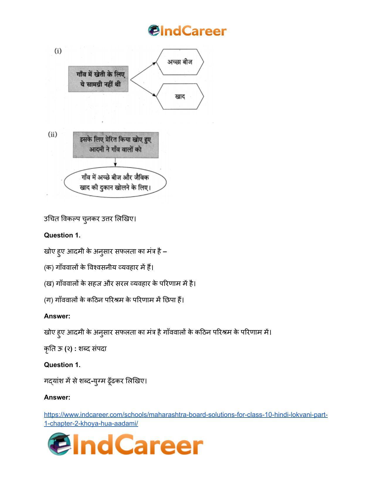 Maharashtra Board Solutions for Class 10- Hindi Lokvani (Part 1): Chapter 2- खोया हुआ आदमी - Page 31