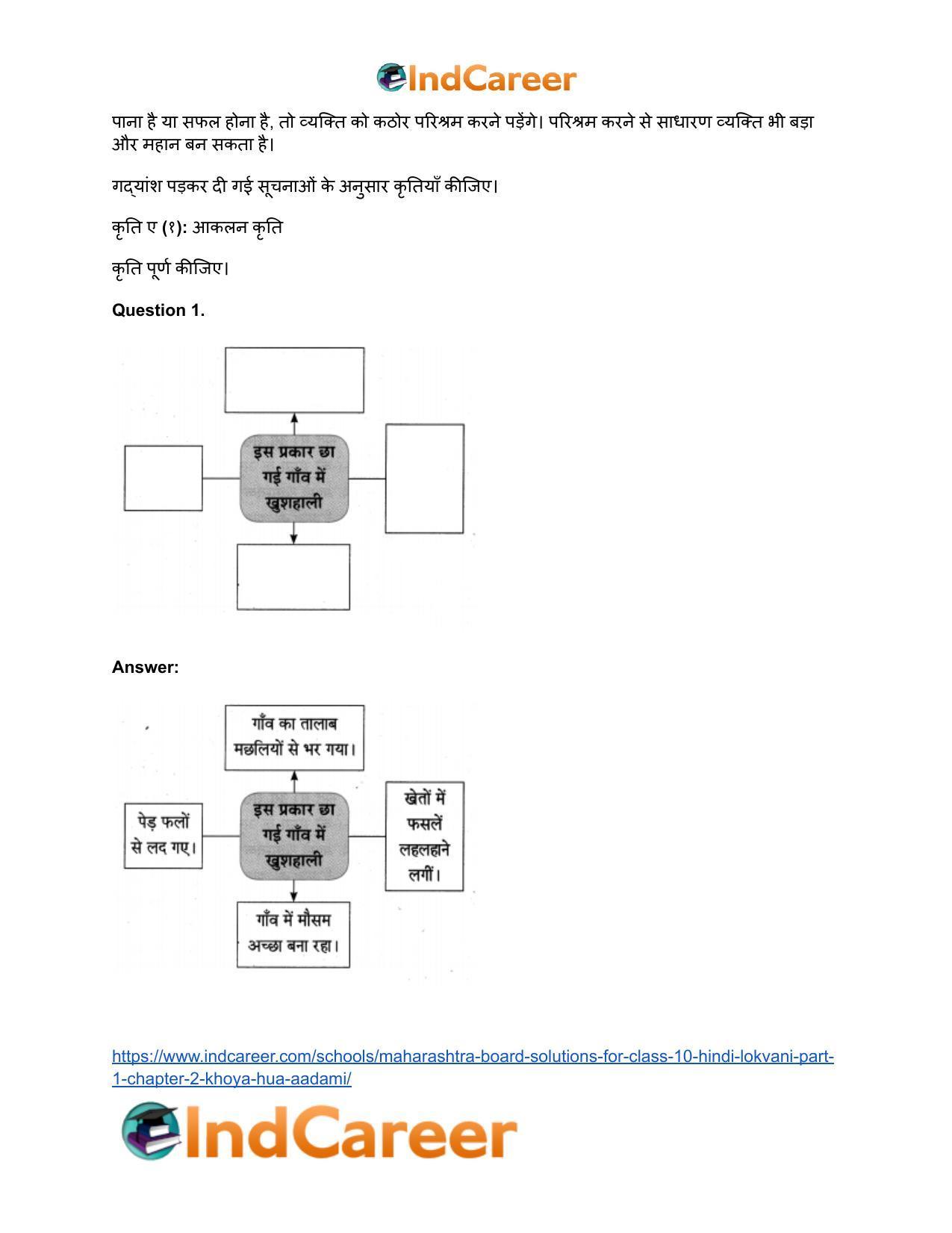 Maharashtra Board Solutions for Class 10- Hindi Lokvani (Part 1): Chapter 2- खोया हुआ आदमी - Page 34