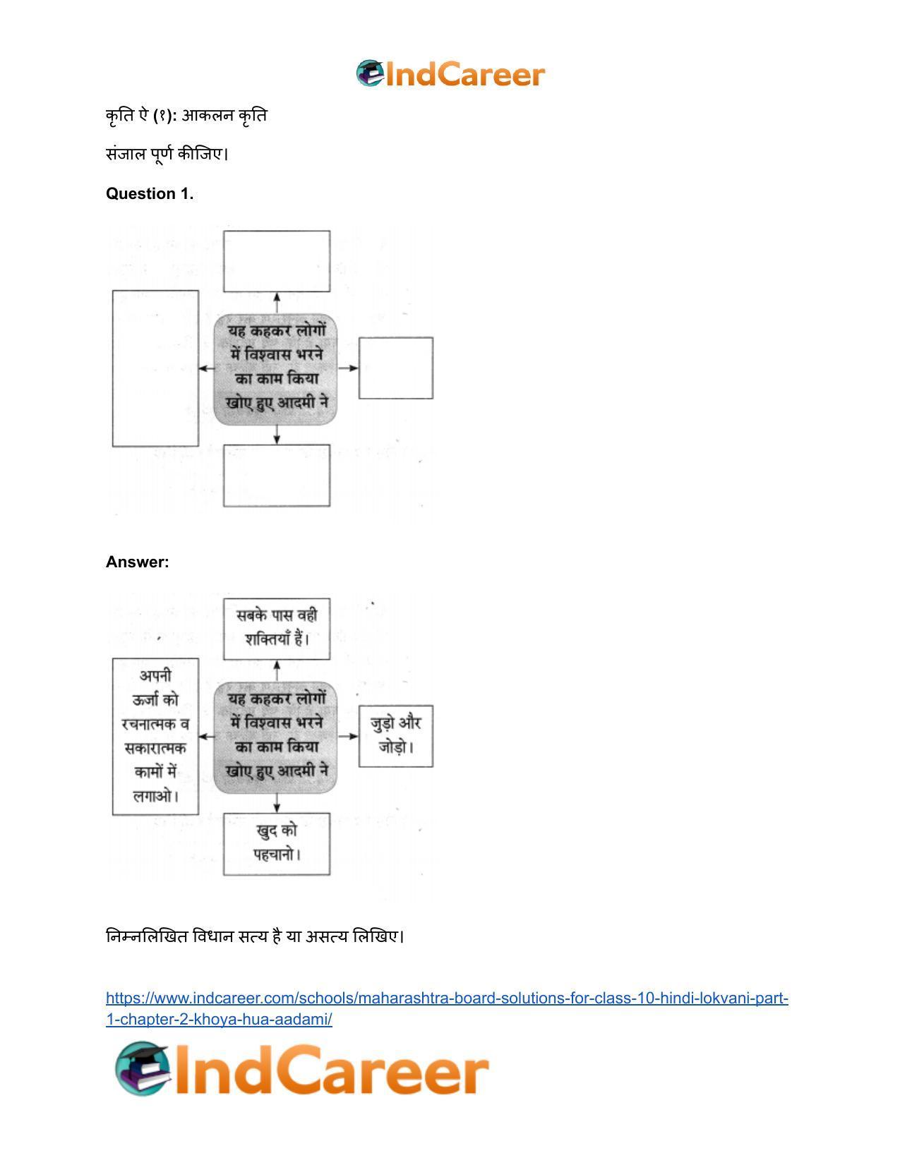 Maharashtra Board Solutions for Class 10- Hindi Lokvani (Part 1): Chapter 2- खोया हुआ आदमी - Page 39