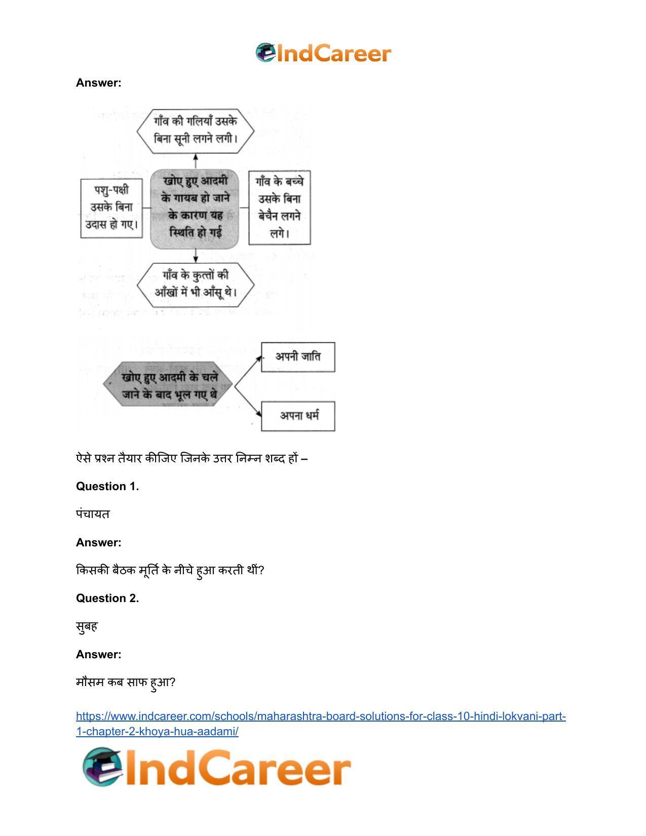 Maharashtra Board Solutions for Class 10- Hindi Lokvani (Part 1): Chapter 2- खोया हुआ आदमी - Page 41