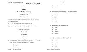 Meghalaya Board (MBOSE) Class 11 Nepali MIL (theory) 2022 Question Paper