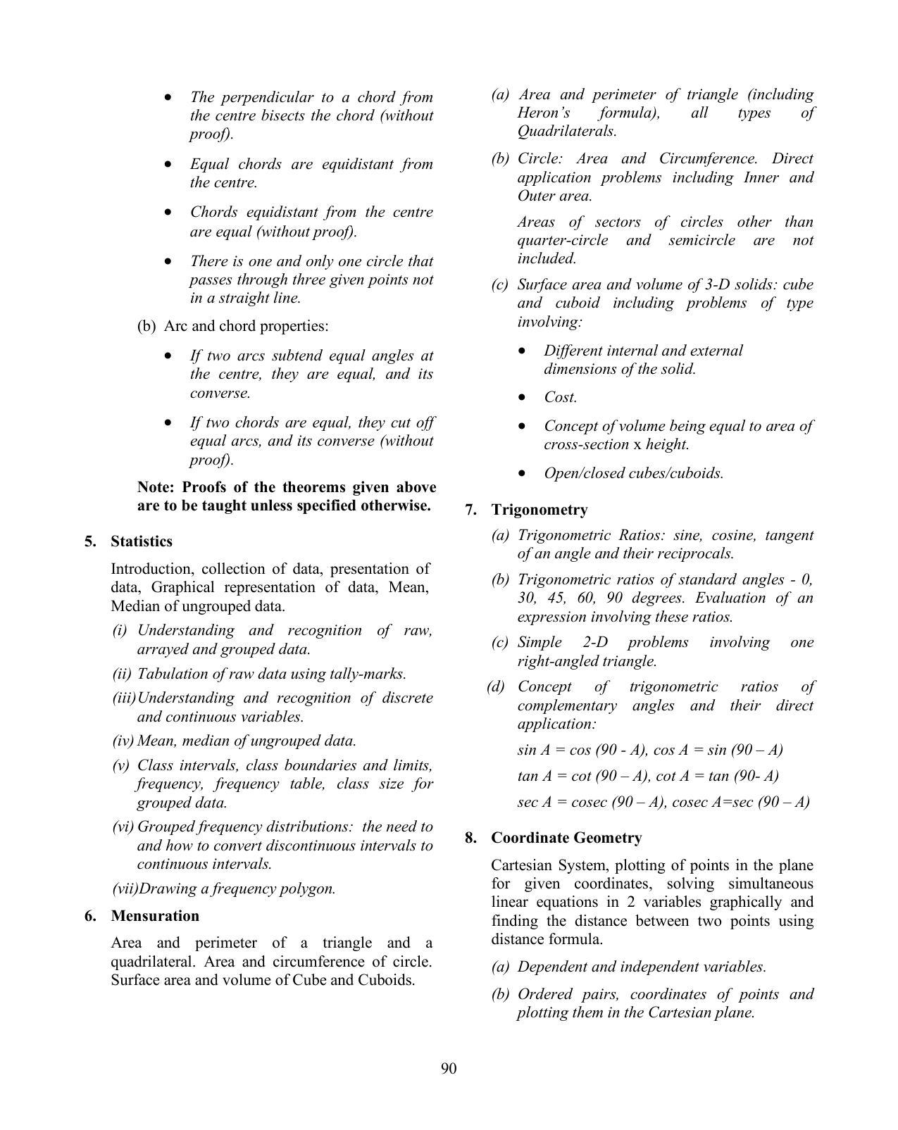 ICSE Mathematics Syllabus - Page 3