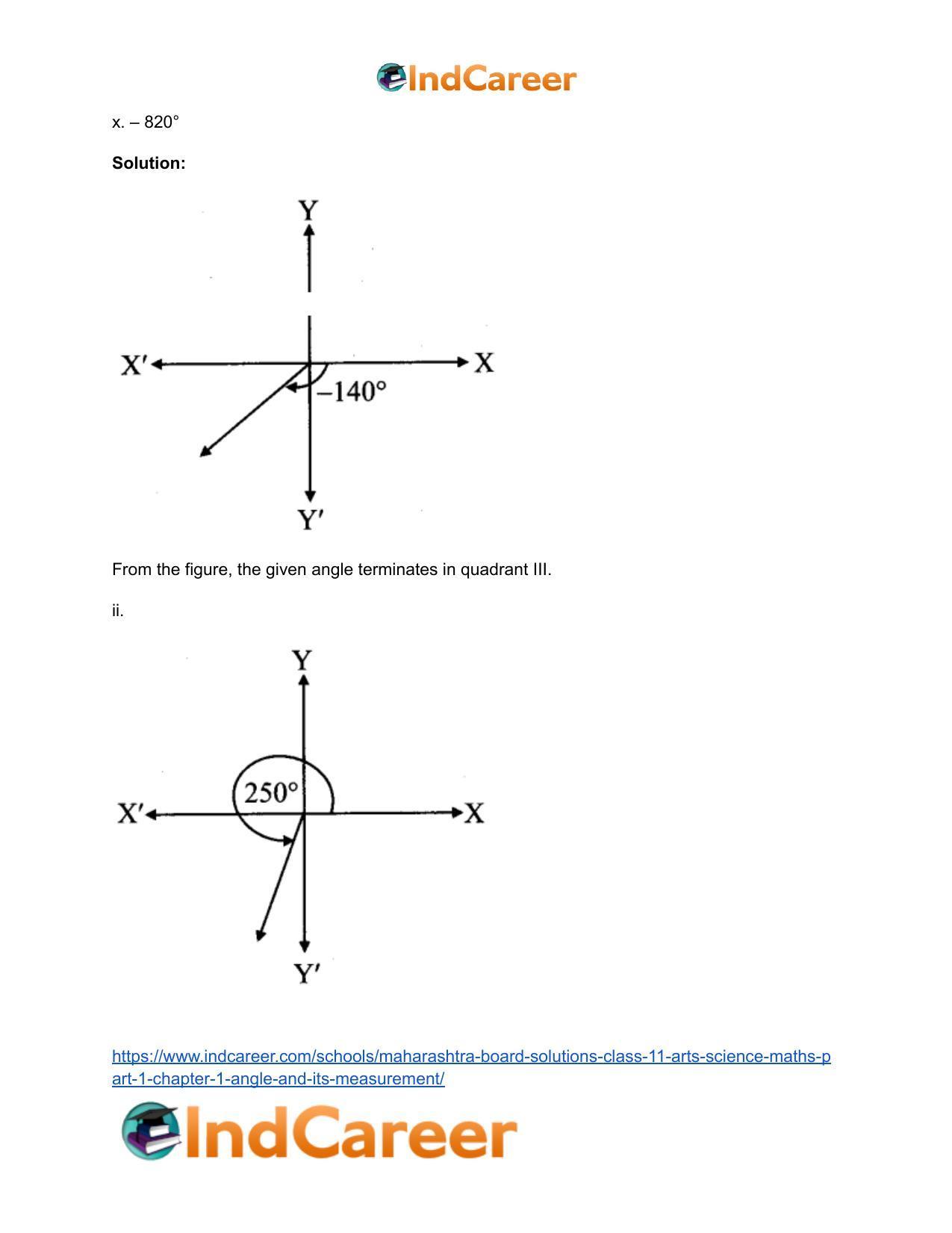 Maharashtra Board Solutions Class 11-Arts & Science Maths (Part 1): Chapter 1- Angle and its Measurement - Page 5