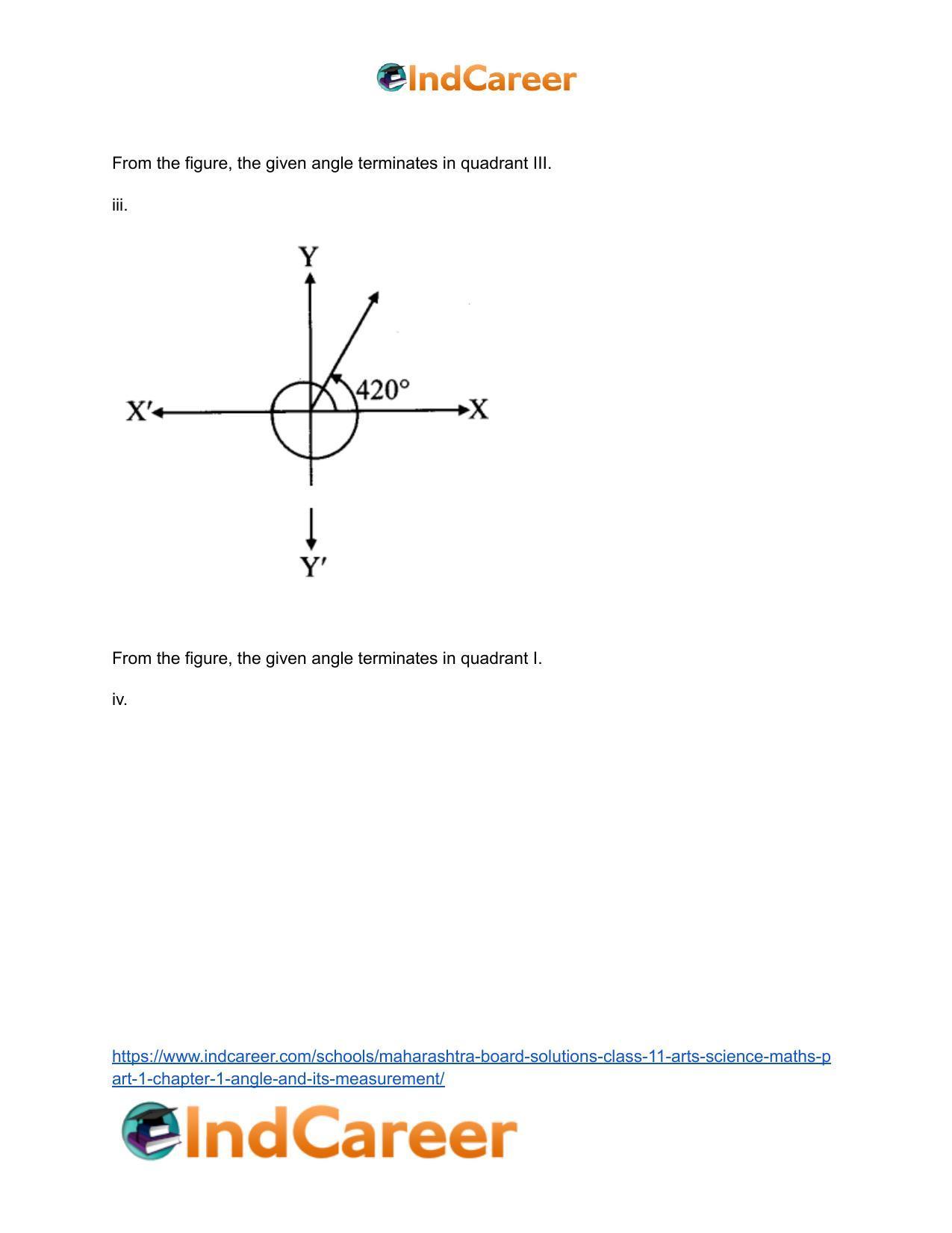 Maharashtra Board Solutions Class 11-Arts & Science Maths (Part 1): Chapter 1- Angle and its Measurement - Page 6