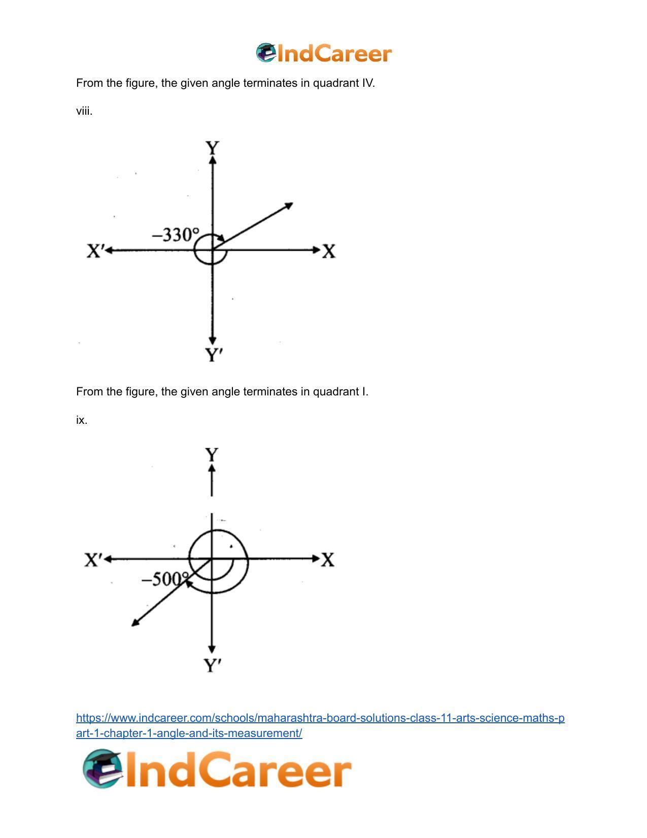 Maharashtra Board Solutions Class 11-Arts & Science Maths (Part 1): Chapter 1- Angle and its Measurement - Page 9