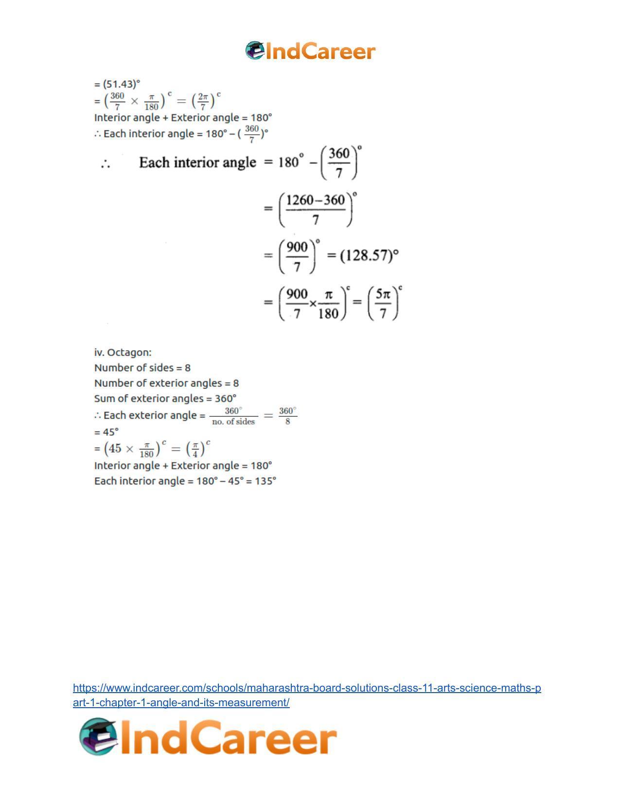 Maharashtra Board Solutions Class 11-Arts & Science Maths (Part 1): Chapter 1- Angle and its Measurement - Page 27
