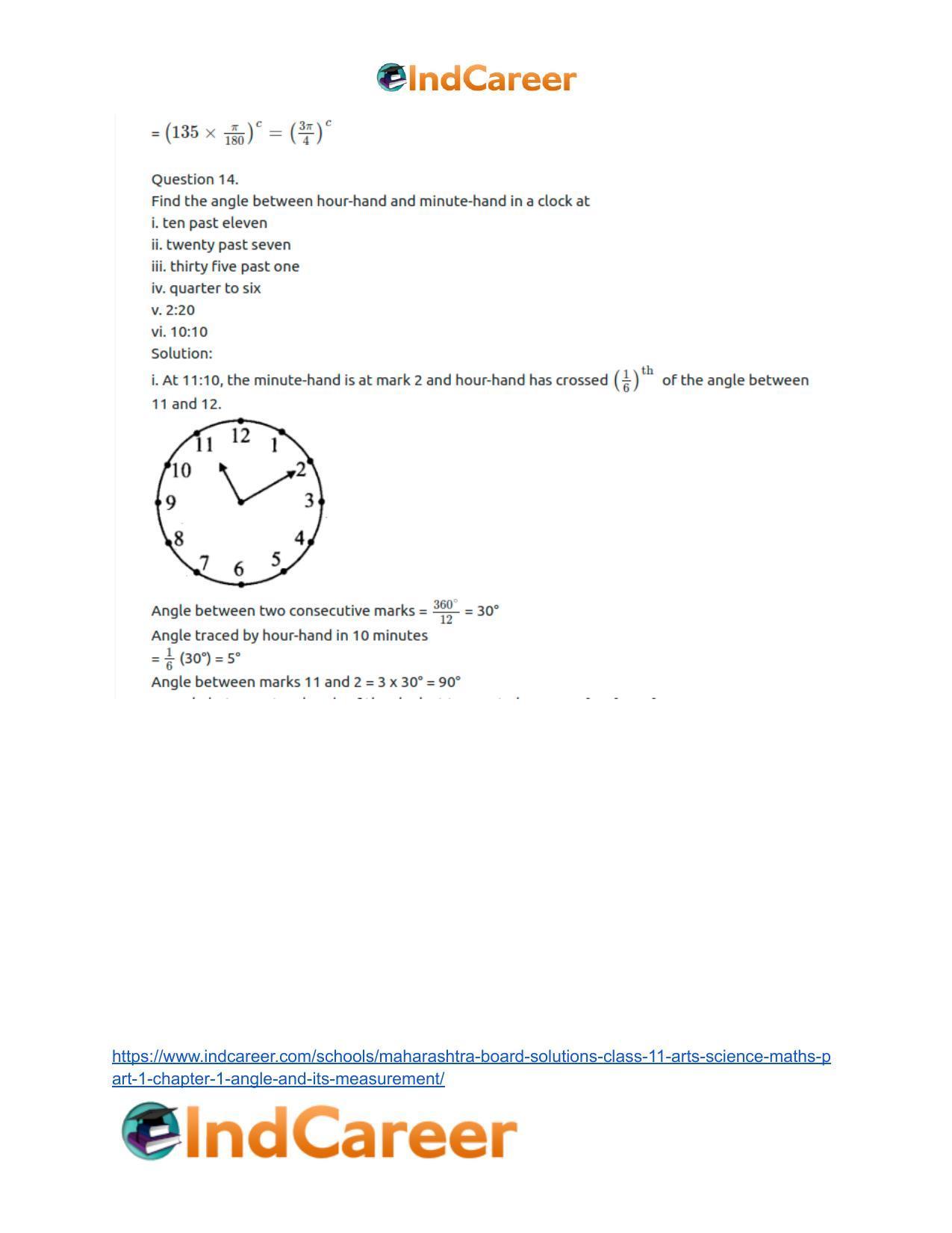 Maharashtra Board Solutions Class 11-Arts & Science Maths (Part 1): Chapter 1- Angle and its Measurement - Page 28