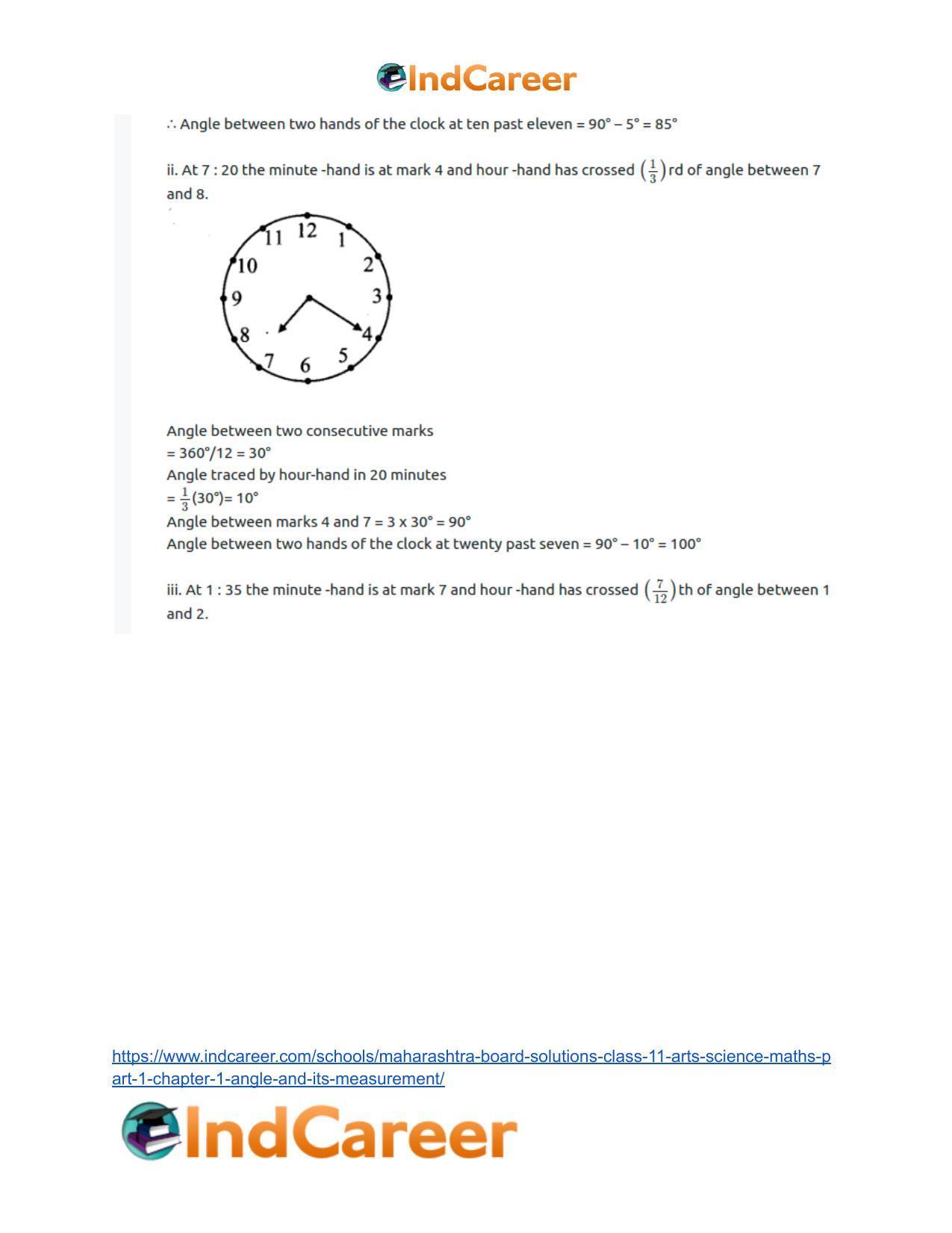 Maharashtra Board Solutions Class 11-Arts & Science Maths (Part 1): Chapter 1- Angle and its Measurement - Page 29