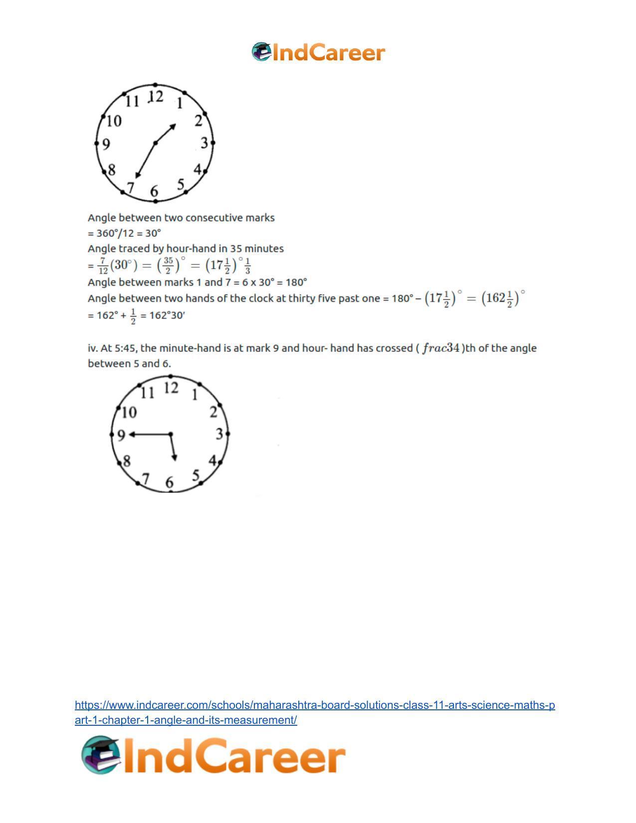 Maharashtra Board Solutions Class 11-Arts & Science Maths (Part 1): Chapter 1- Angle and its Measurement - Page 30