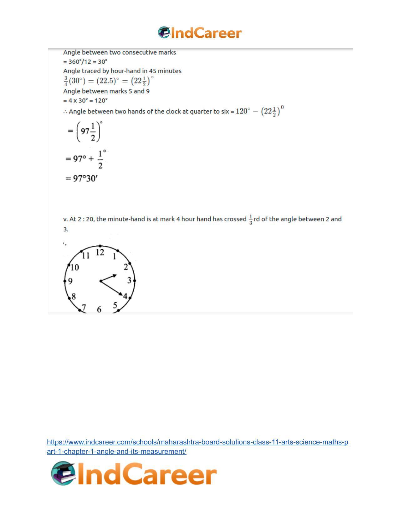 Maharashtra Board Solutions Class 11-Arts & Science Maths (Part 1): Chapter 1- Angle and its Measurement - Page 31