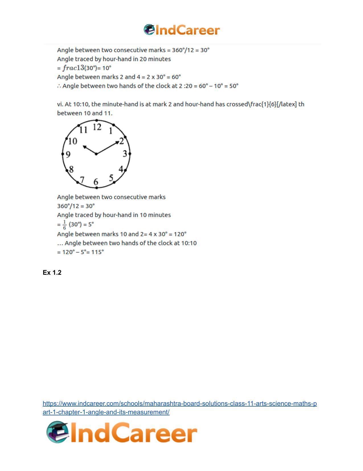 Maharashtra Board Solutions Class 11-Arts & Science Maths (Part 1): Chapter 1- Angle and its Measurement - Page 32