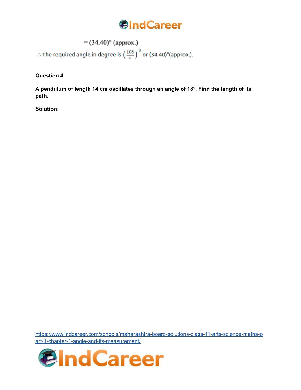 Maharashtra Board Solutions Class 11-Arts & Science Maths (Part 1): Chapter 1- Angle and its Measurement - Page 34