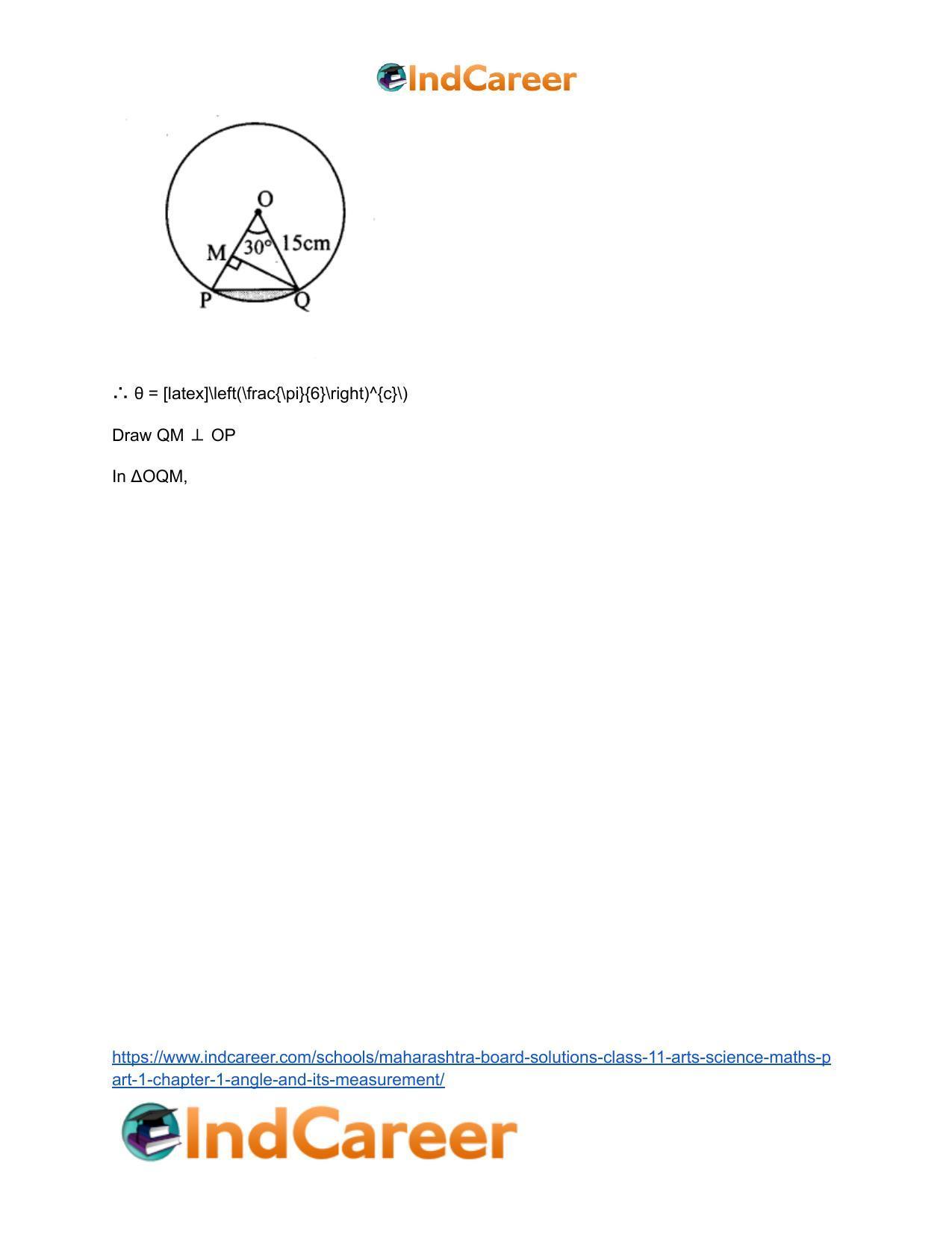 Maharashtra Board Solutions Class 11-Arts & Science Maths (Part 1): Chapter 1- Angle and its Measurement - Page 38