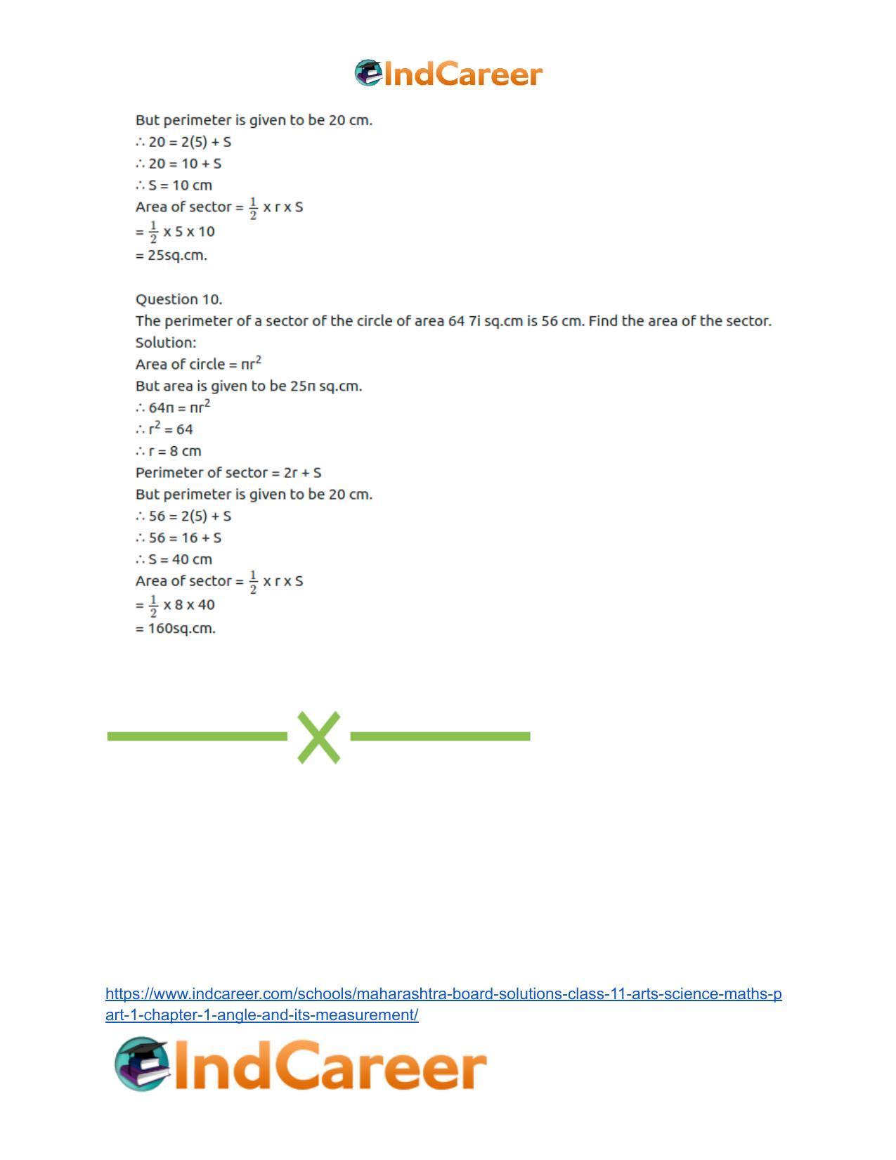 Maharashtra Board Solutions Class 11-Arts & Science Maths (Part 1): Chapter 1- Angle and its Measurement - Page 40