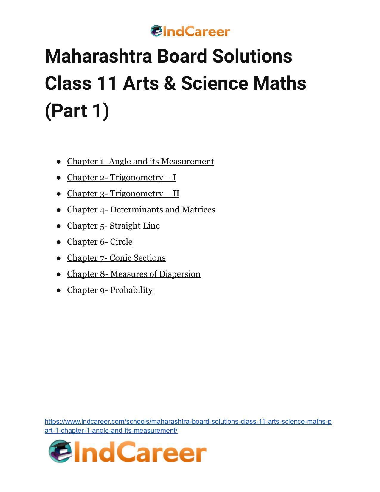 Maharashtra Board Solutions Class 11-Arts & Science Maths (Part 1): Chapter 1- Angle and its Measurement - Page 41