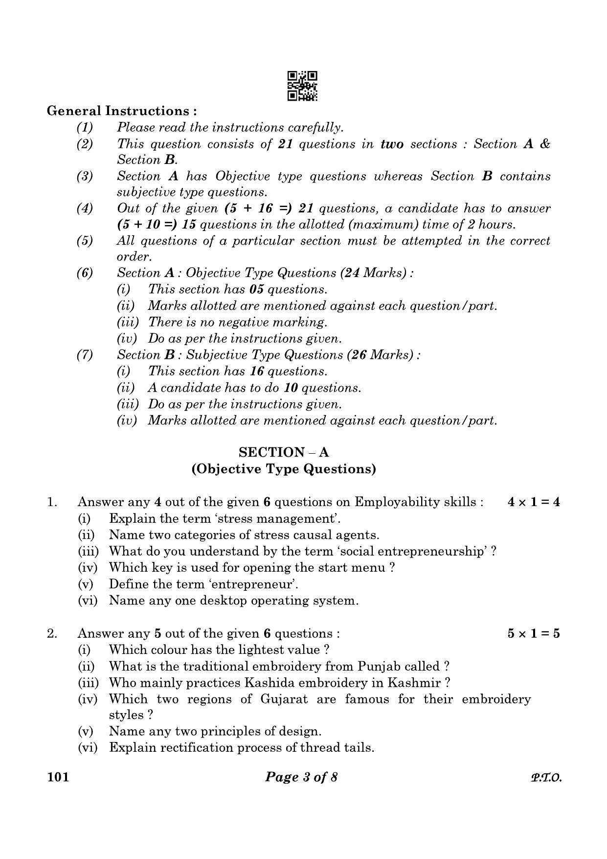CBSE Class 10 101 Apparel 2023 Question Paper - Page 3