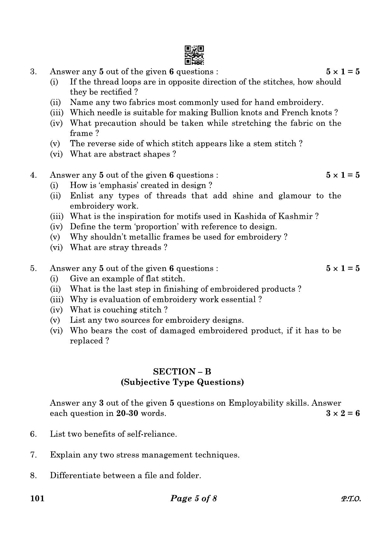 CBSE Class 10 101 Apparel 2023 Question Paper - Page 5