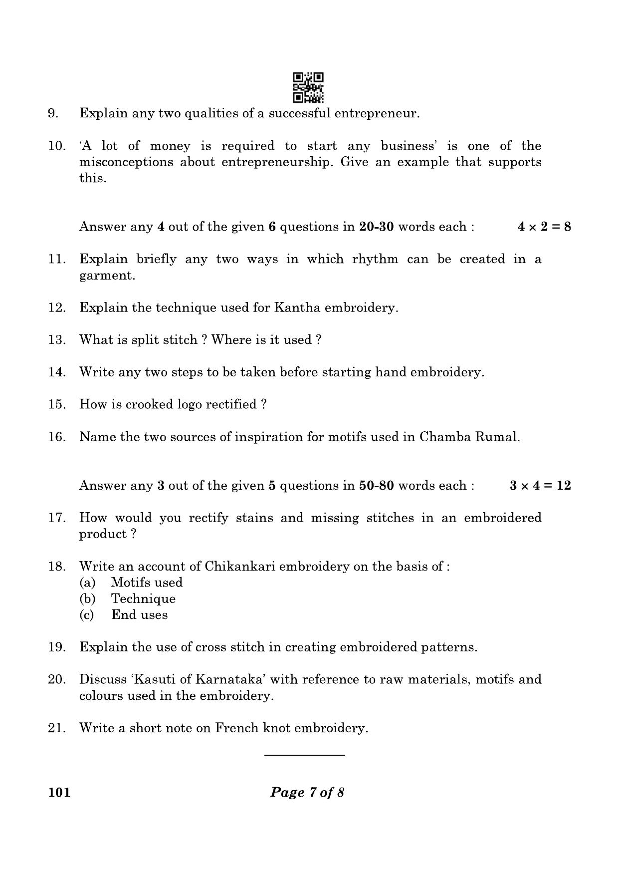CBSE Class 10 101 Apparel 2023 Question Paper - Page 7