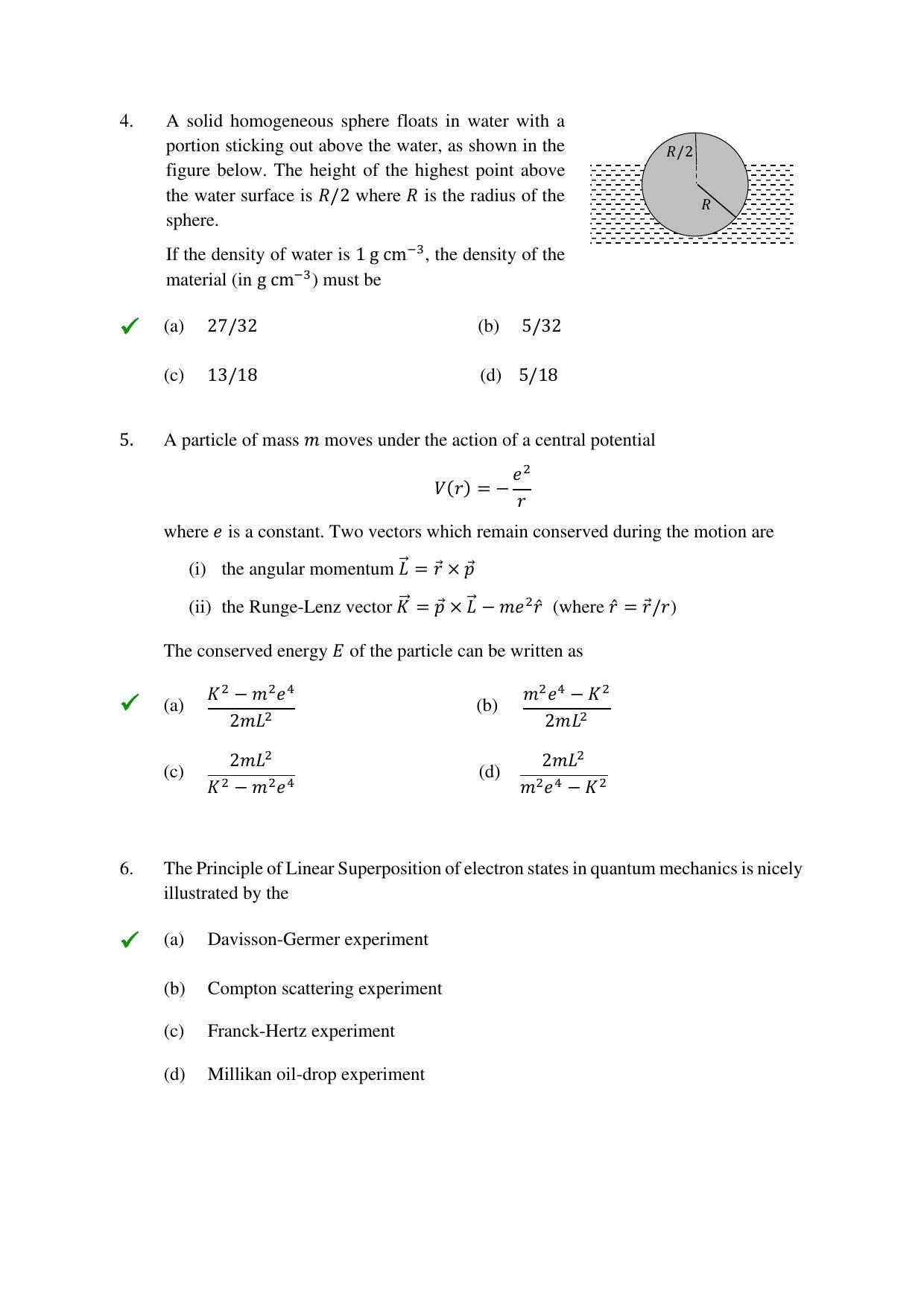 TIFR GS 2022 Physics Question Paper - Page 2