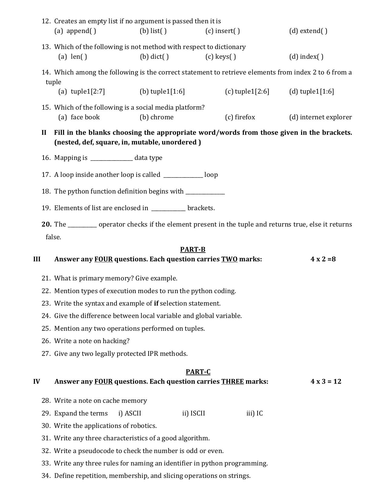 Karnataka 1st PUC Computer Science Model Question Paper 2025 - Page 2