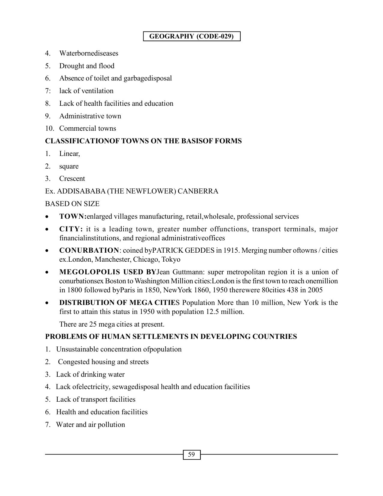 CBSE Worksheets for Class 12 Geography Human Settlements - Page 2