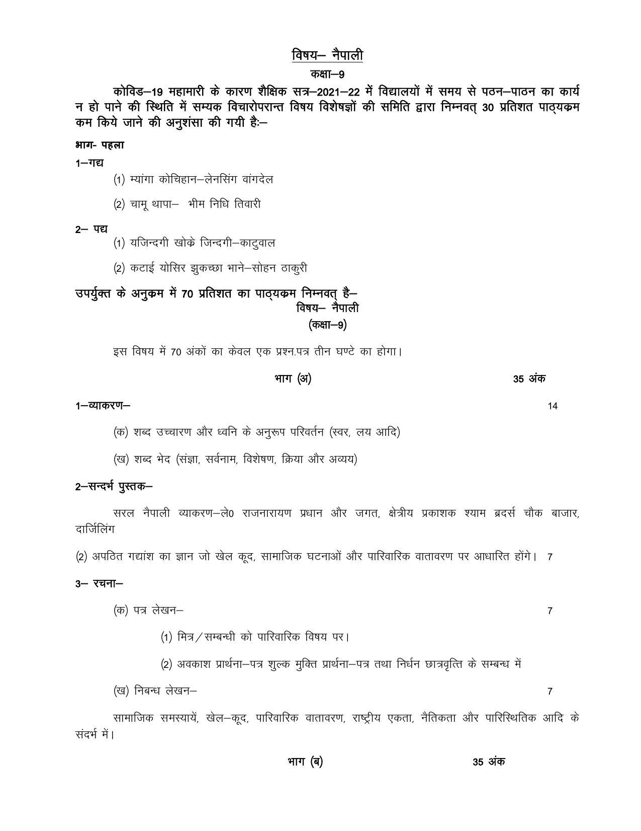 UP Board 9th Syllabus Nepali - Page 1