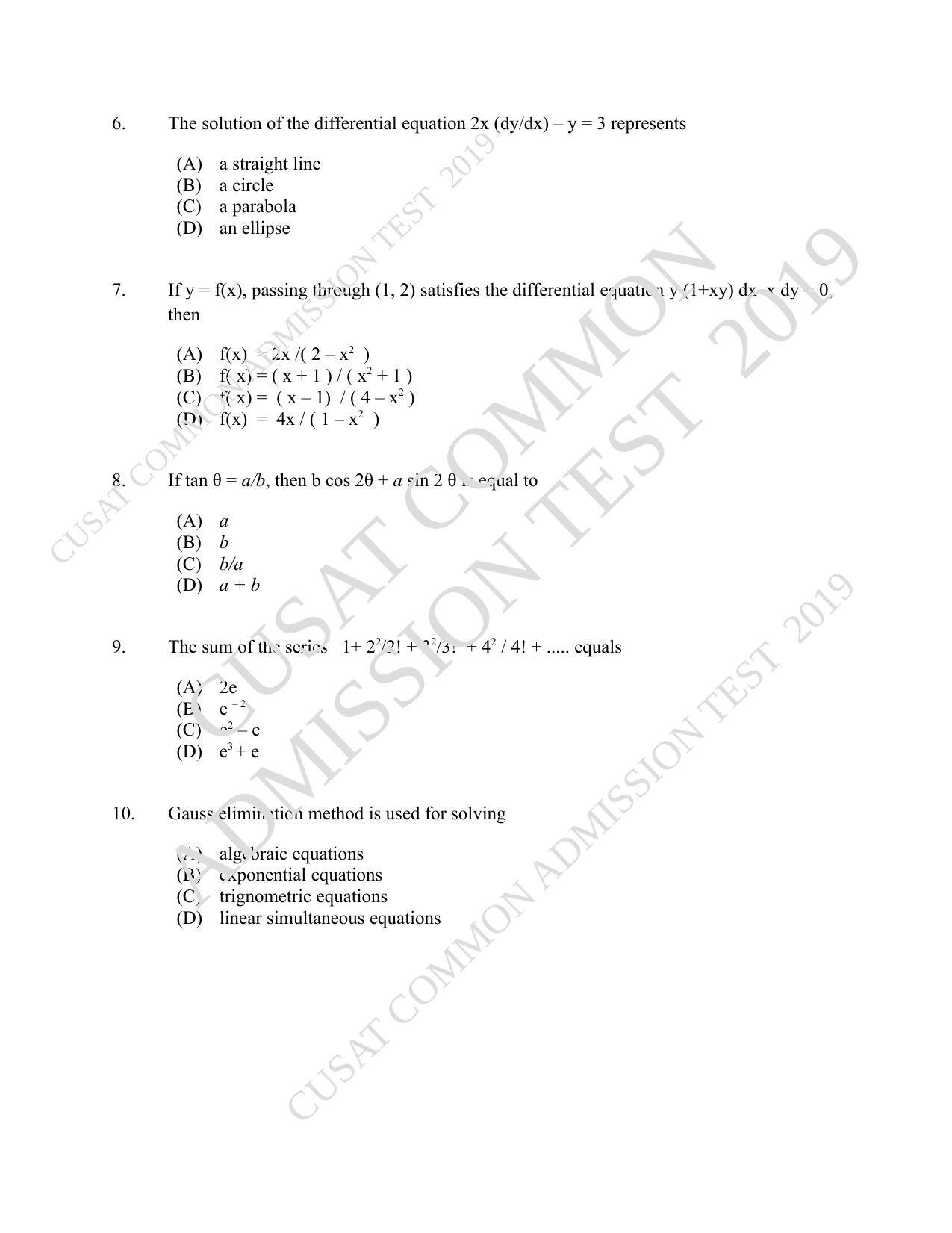 CUSAT CAT 2019 MVoc Mobile Question Paper With Answer Key - Page 2