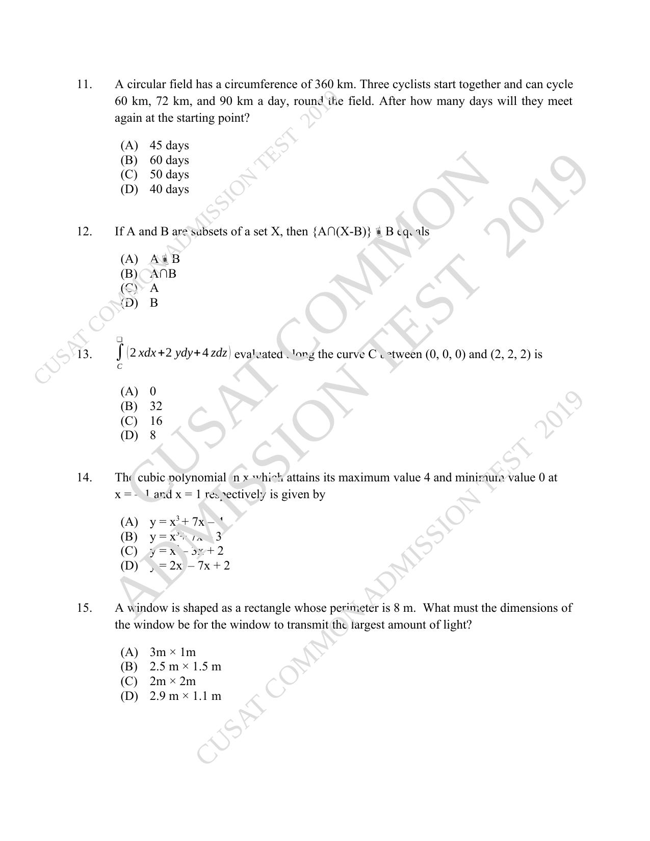 CUSAT CAT 2019 MVoc Mobile Question Paper With Answer Key - Page 3